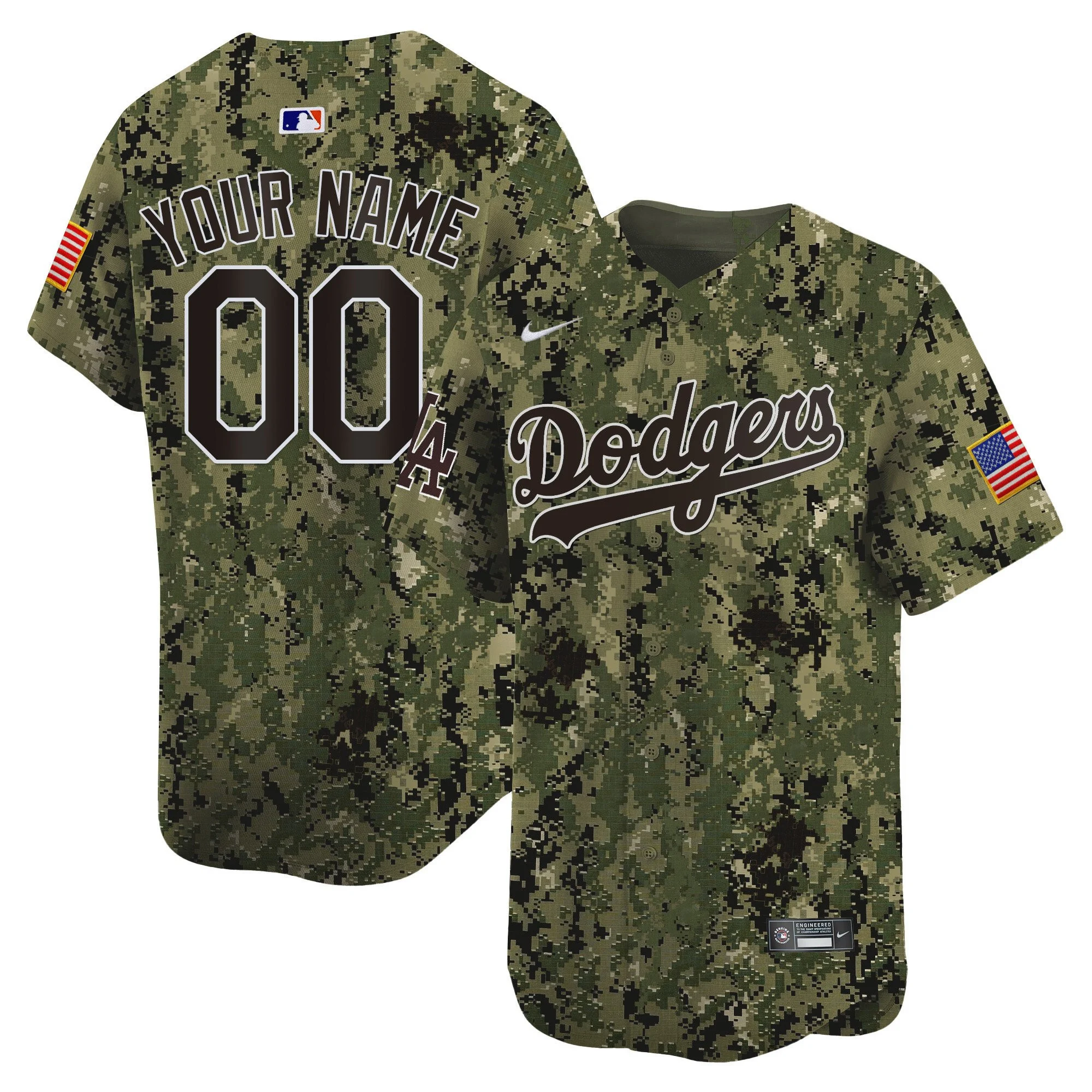 Los Angeles Dodgers USMC Alternate Limited Custom Men Jersey - Woodland
