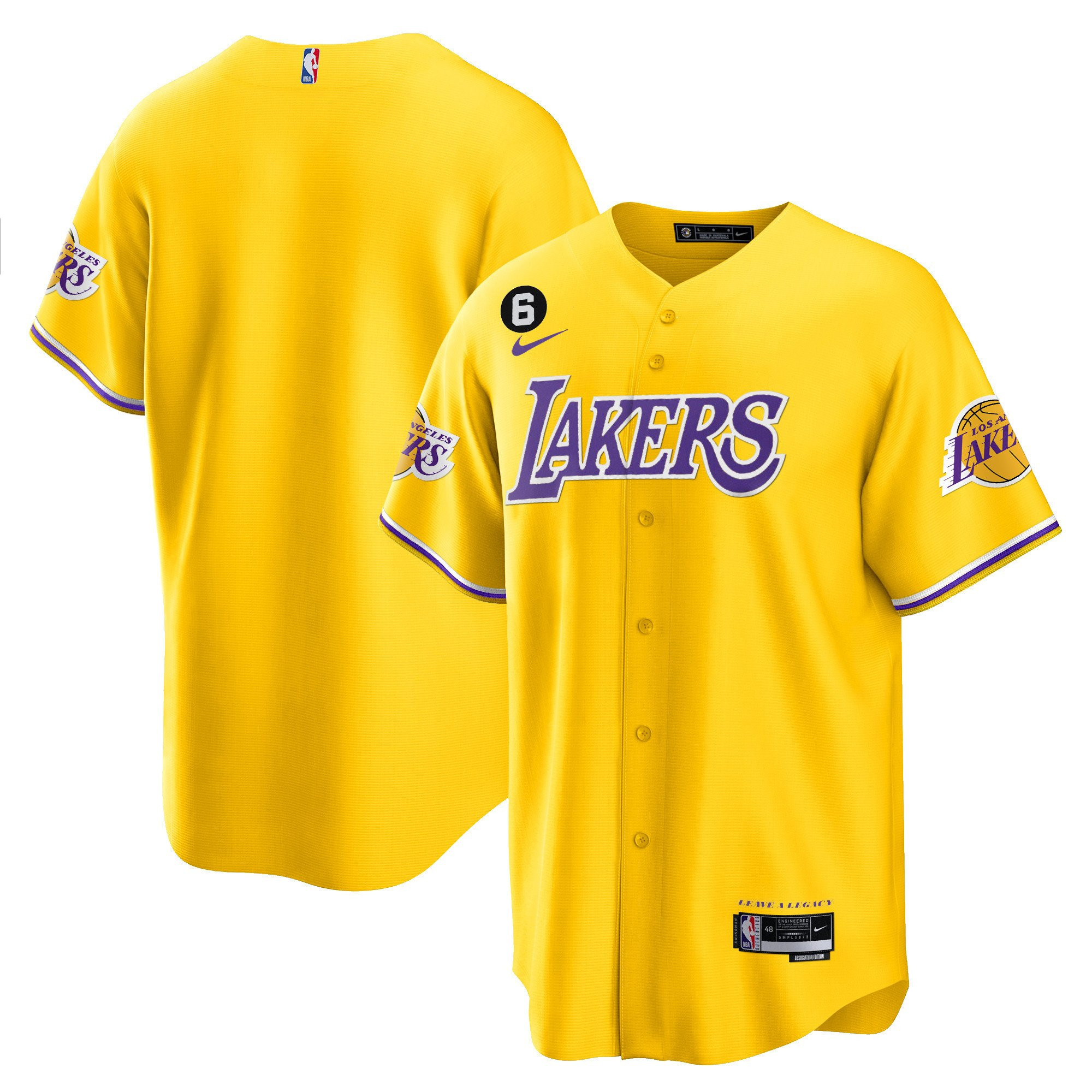 Los Angeles Lakers Baseball Men Jersey - Gold