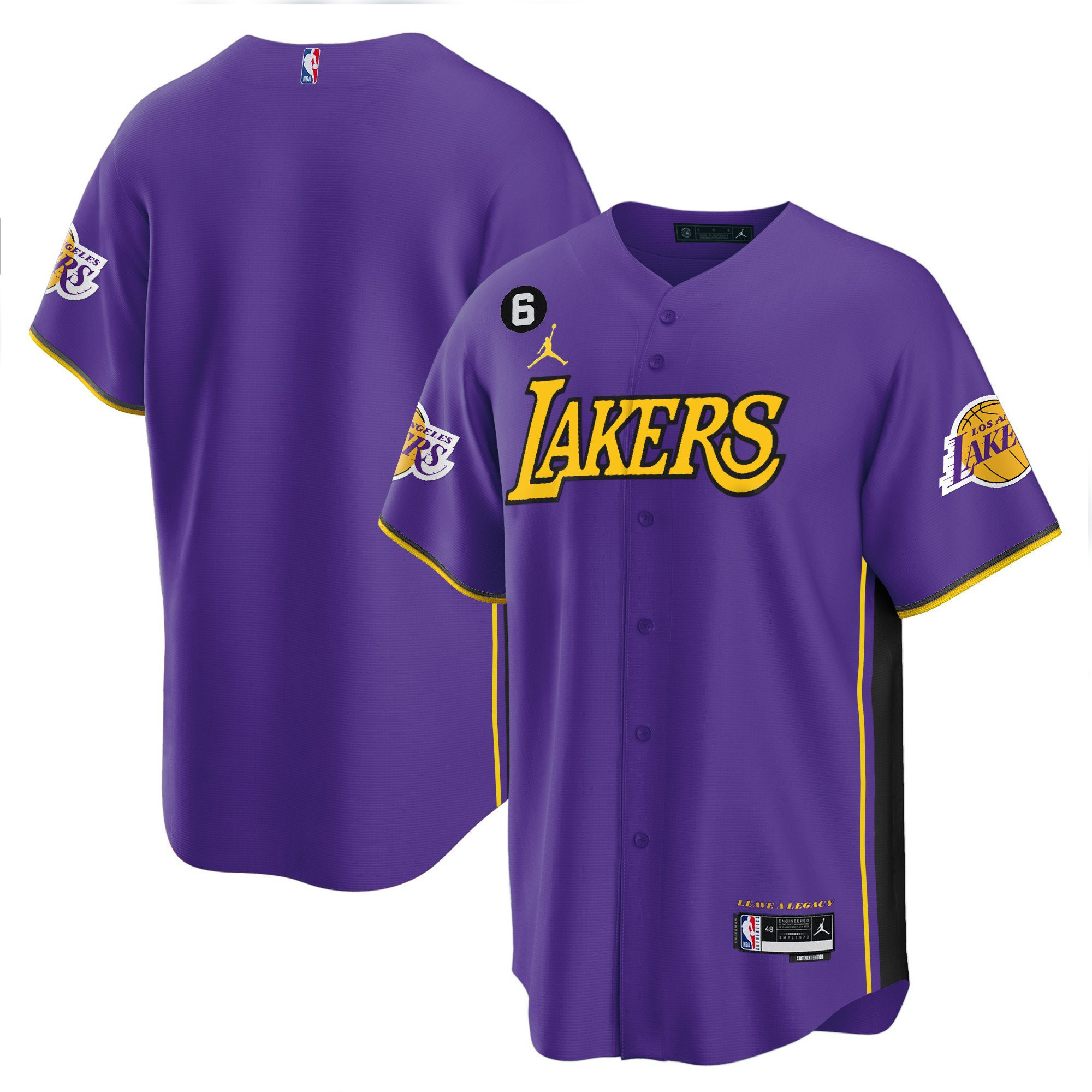 Los Angeles Lakers Baseball Men Jersey - Purple