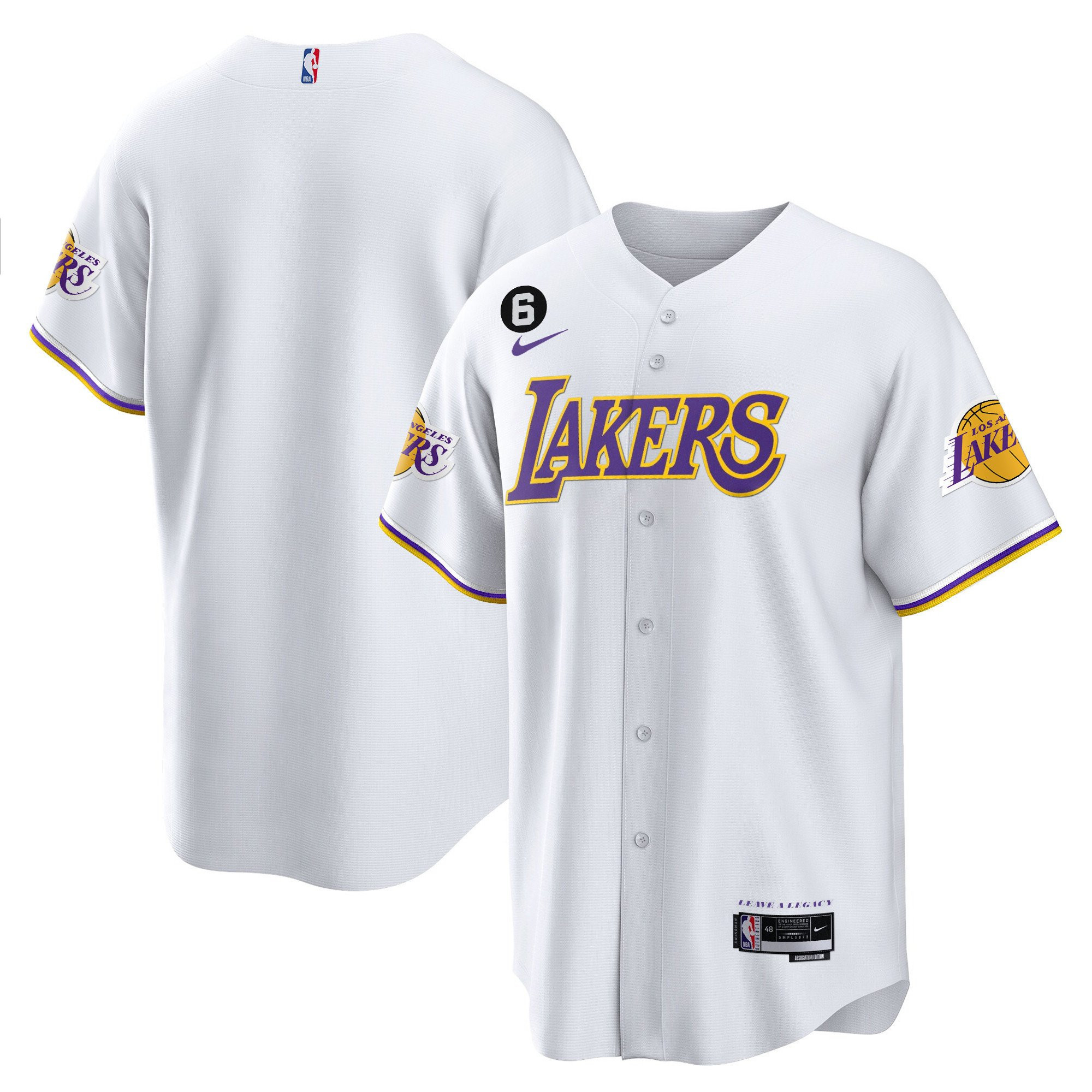 Los Angeles Lakers Baseball Men Jersey - White