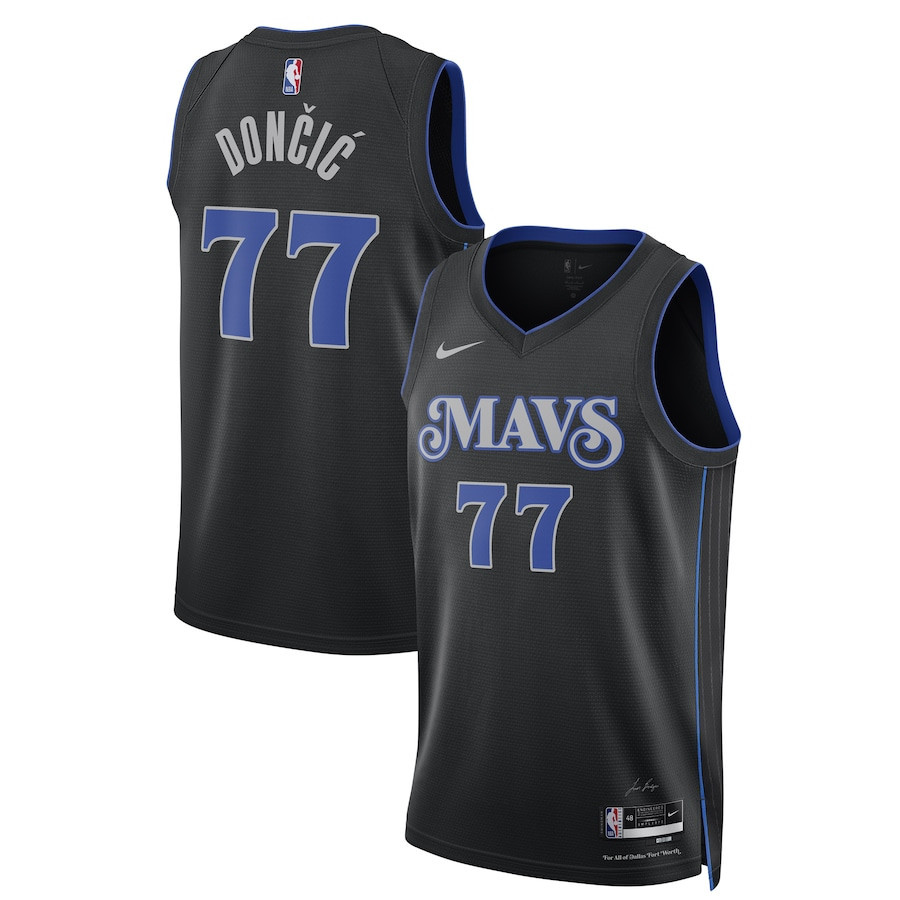 Luka Dončić 77 Dallas Mavericks 2023/24 Swingman Jersey - City Edition - Unisex Black