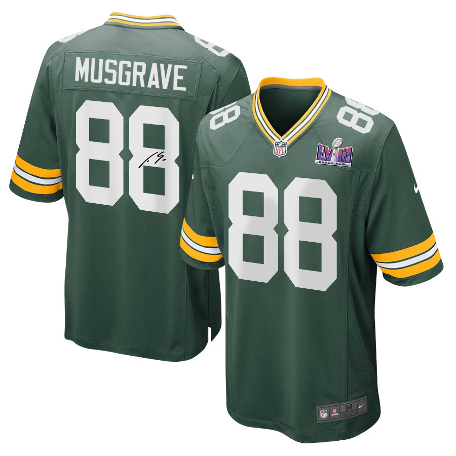 Luke Musgrave 88 Signed Green Bay Packers Super Bowl LVIII Game Men Jersey - Green