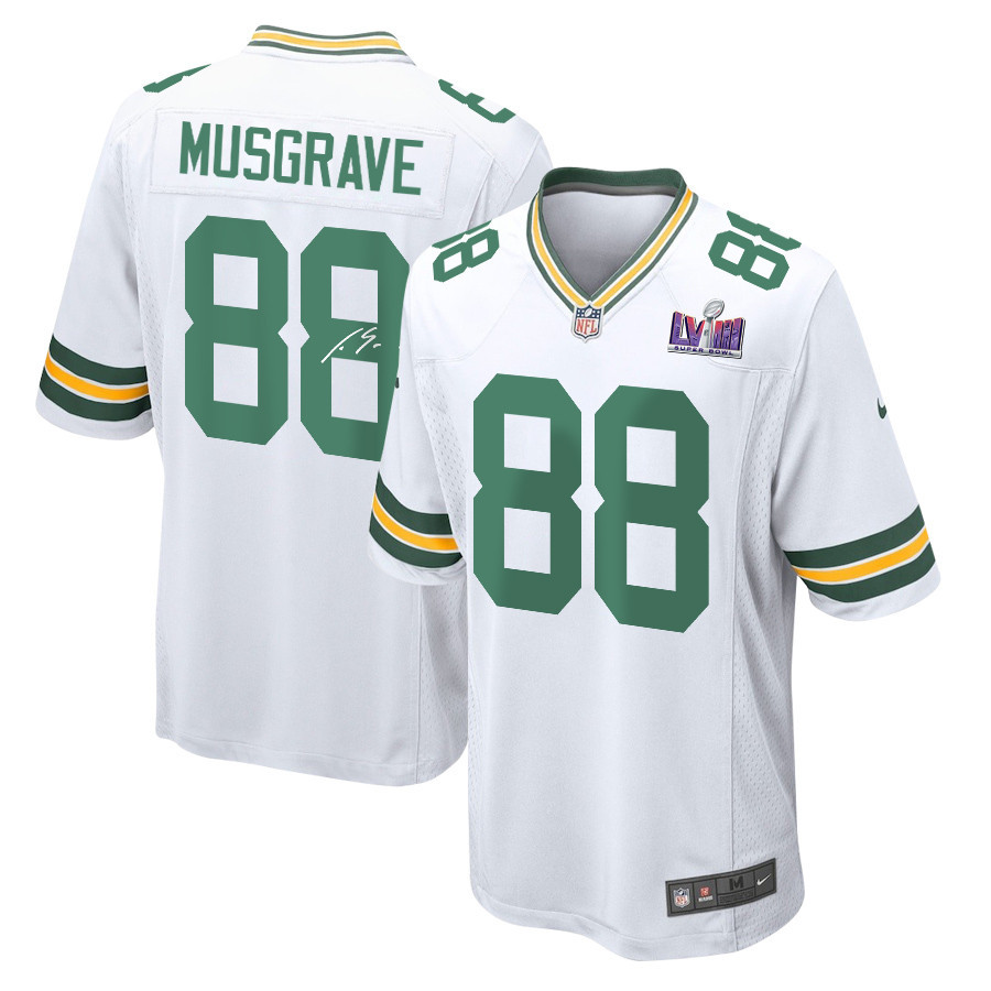 Luke Musgrave 88 Signed Green Bay Packers Super Bowl LVIII Game Men Jersey - White