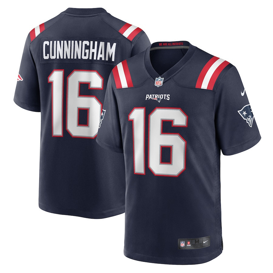 Malik Cunningham 16 New England Patriots Men Team Game Jersey - Navy