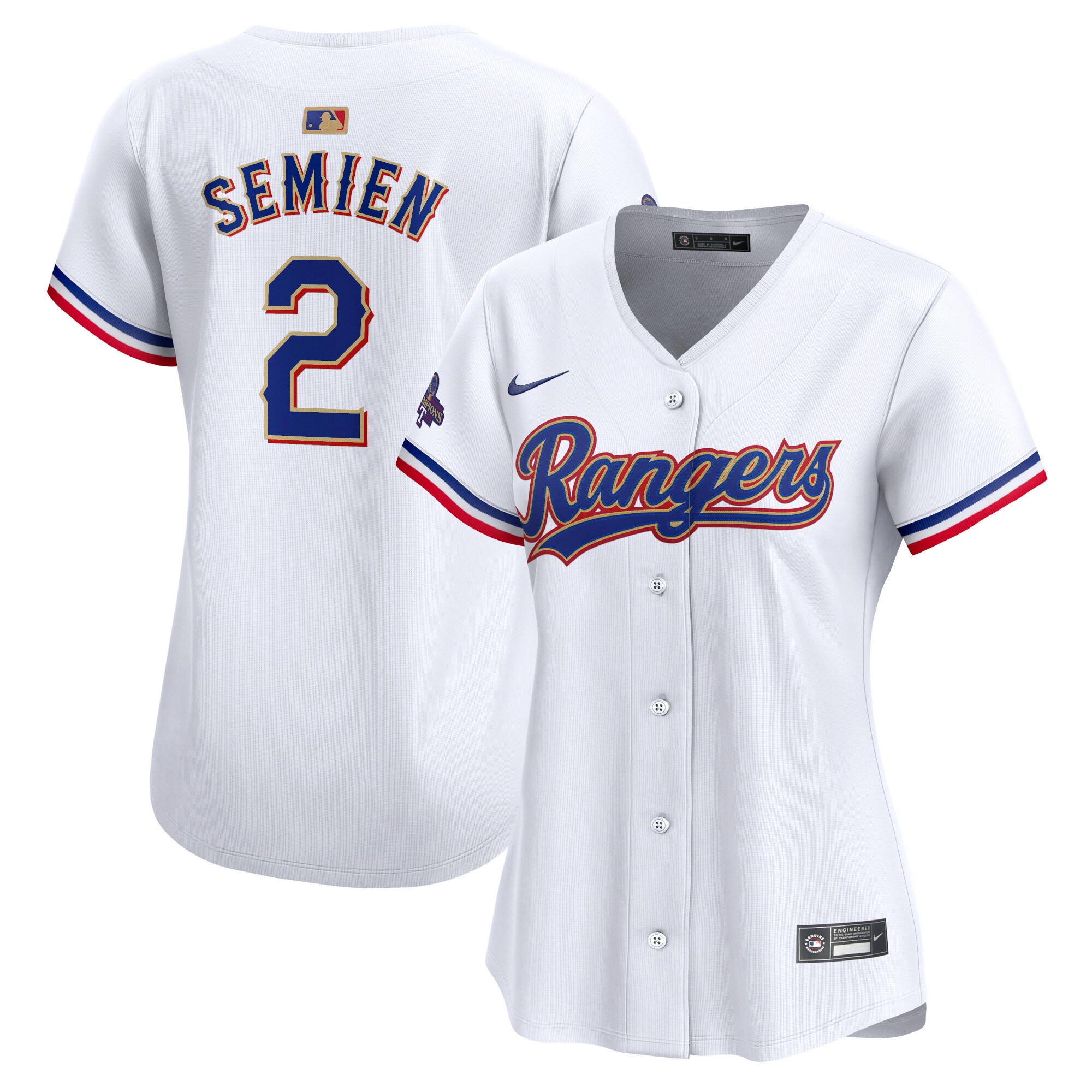Marcus Semien Texas Rangers Women's 2024 Gold Collection Limited Player Jersey\u00c2\u00a0\u00e2\u20ac\u201c White