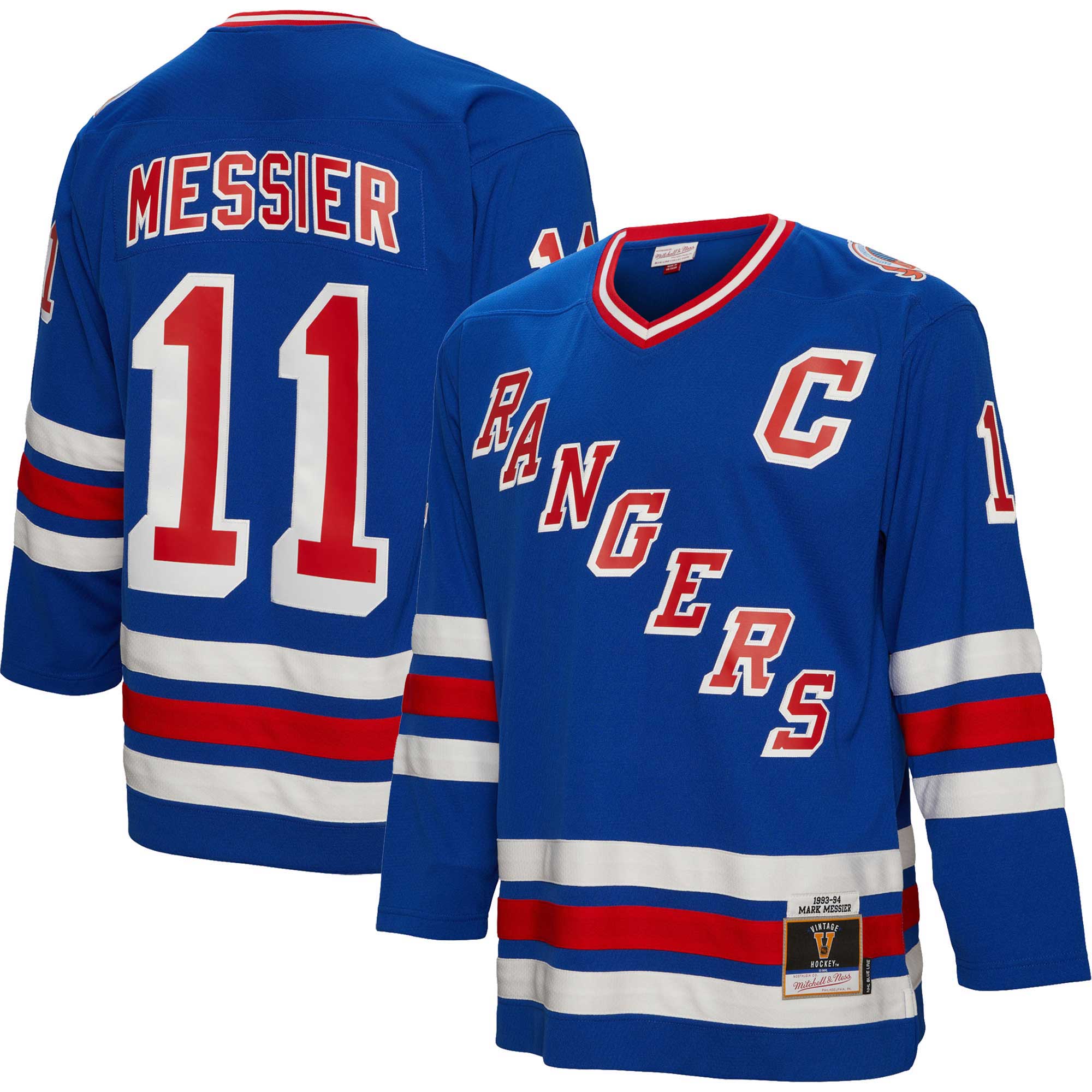 Mark Messier New York Rangers Mitchell & Ness Captain Patch 1993\/94 Blue Line Player Jersey - Blue