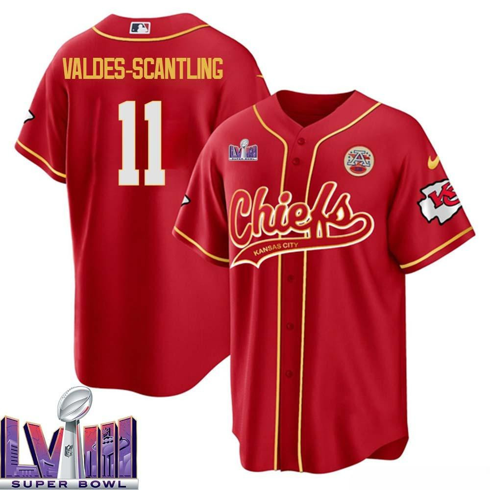 Marquez Valdes-Scantling 11 Kansas City Chiefs Super Bowl LVIII Baseball Men Jersey - Red