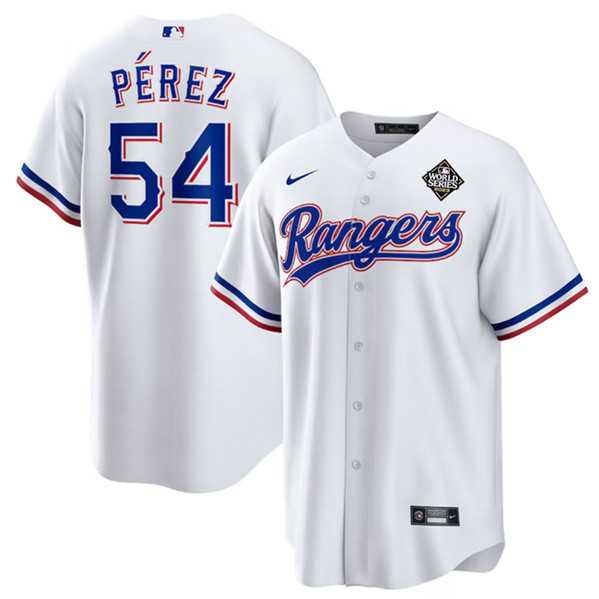 Martín Pérez 54 Texas Rangers 2023 World Series Stitched Baseball Jersey - White