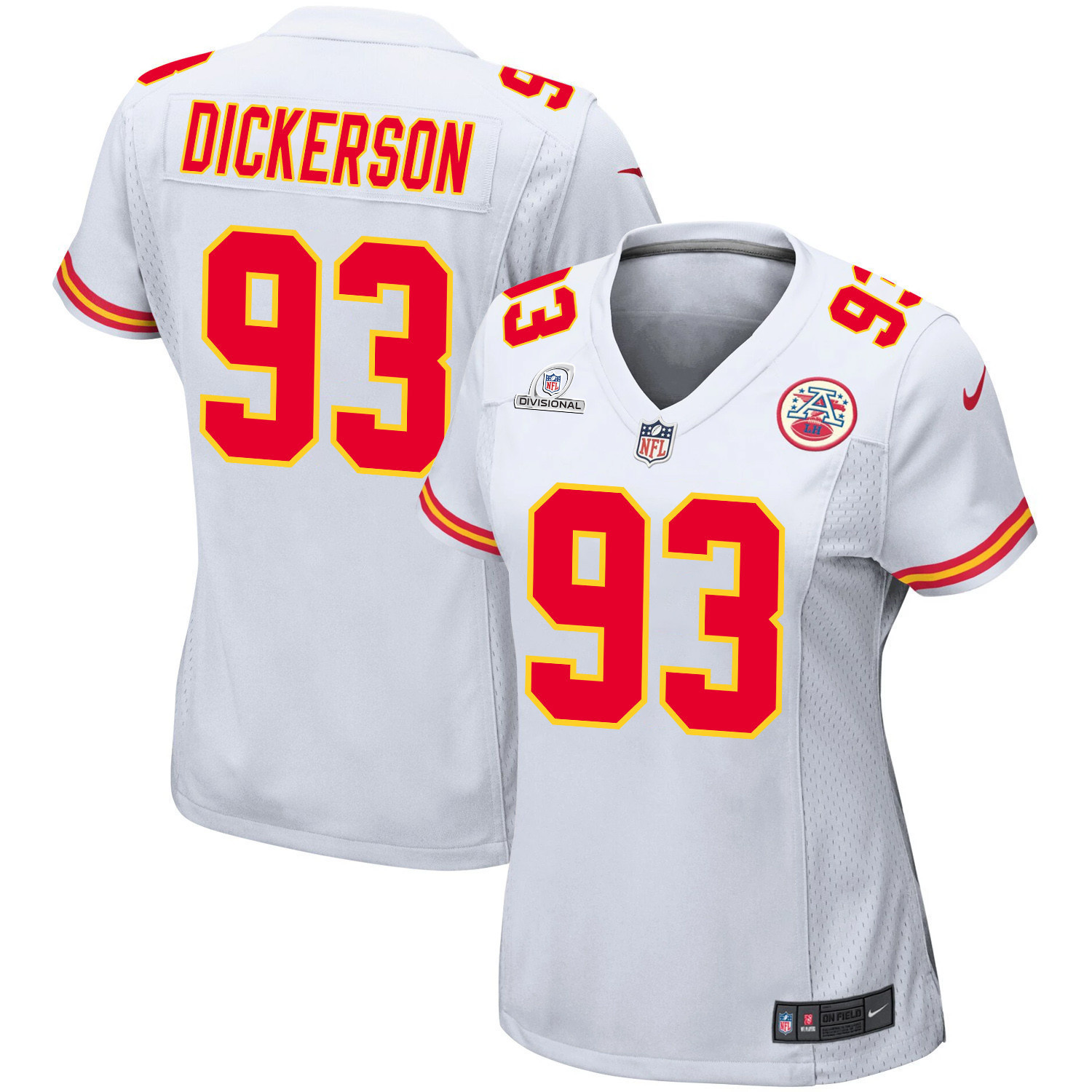 Matt Dickerson 93 Kansas City Chiefs Super Bowl LVIII Patch Game Women Jersey - White