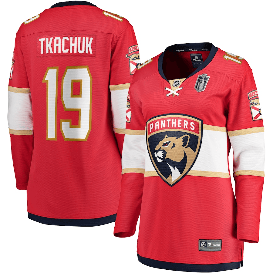 Matthew Tkachuk 19 Florida Panthers 2024 Stanley Cup Final Home Breakaway Player Jersey - Red, Women