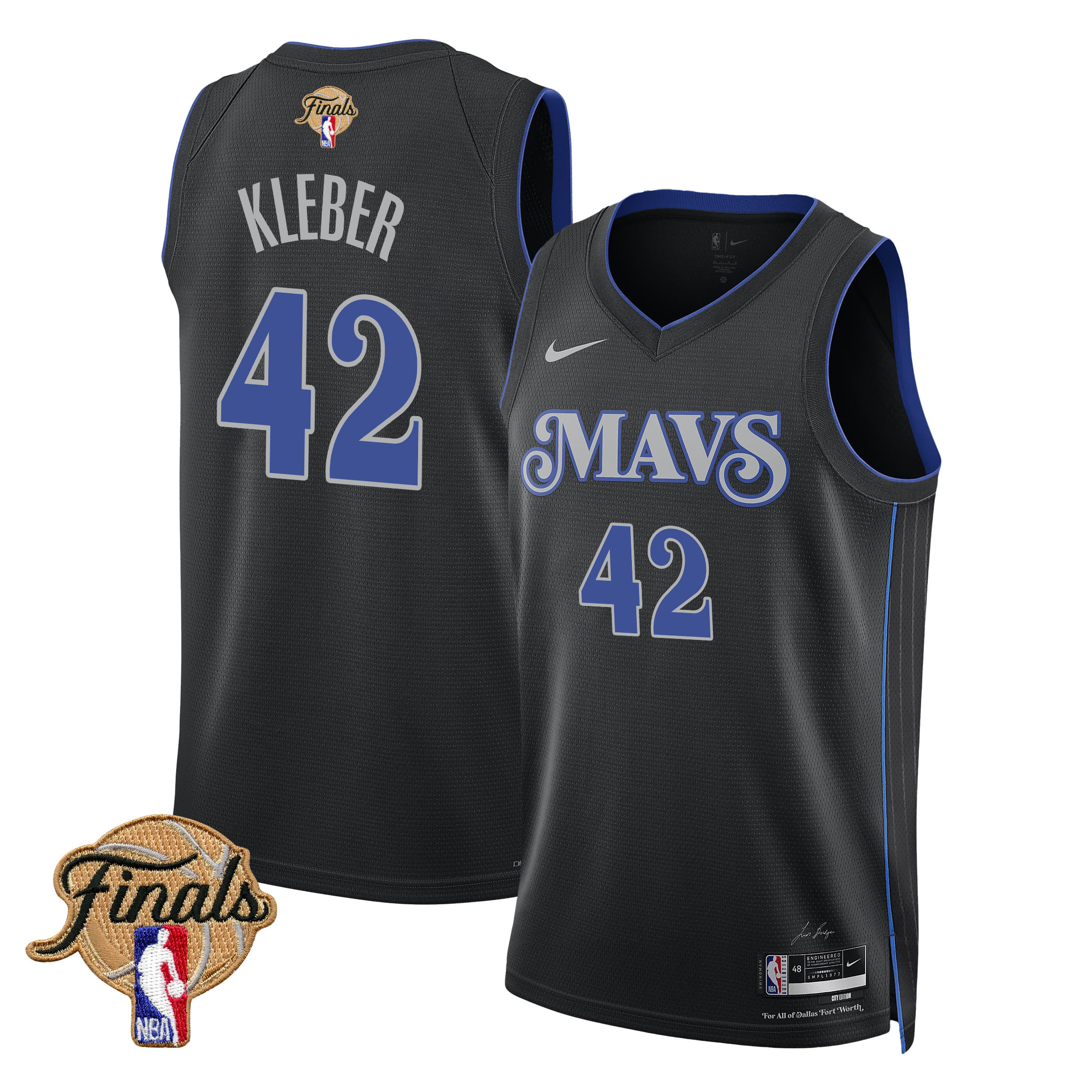 Maxi Kleber 42 Dallas Mavericks 2024 FINALS PATCH Swingman Jersey - City Edition - Black