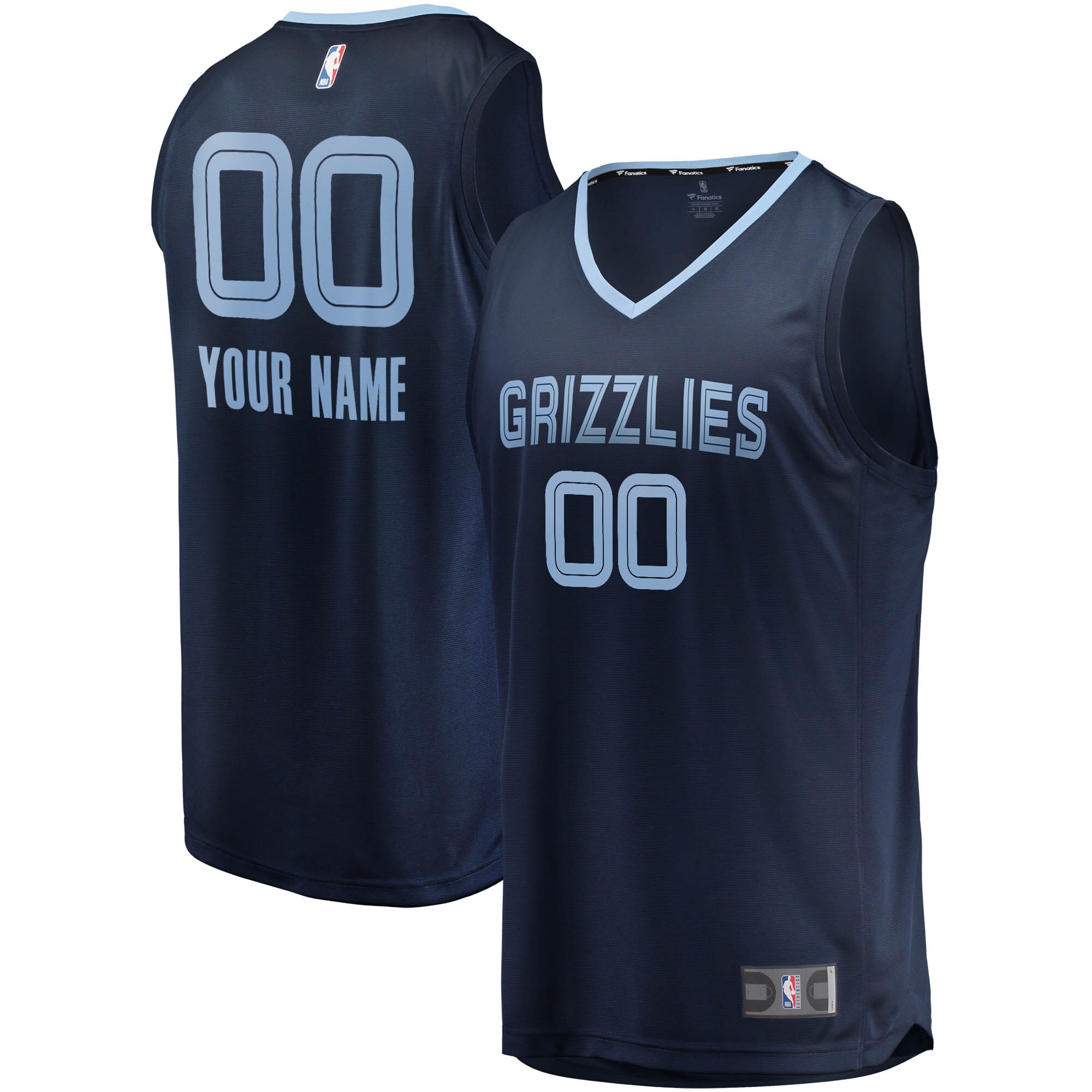 Memphis Grizzlies Fanatics Fast Break Custom Replica Jersey Navy - Icon Edition
