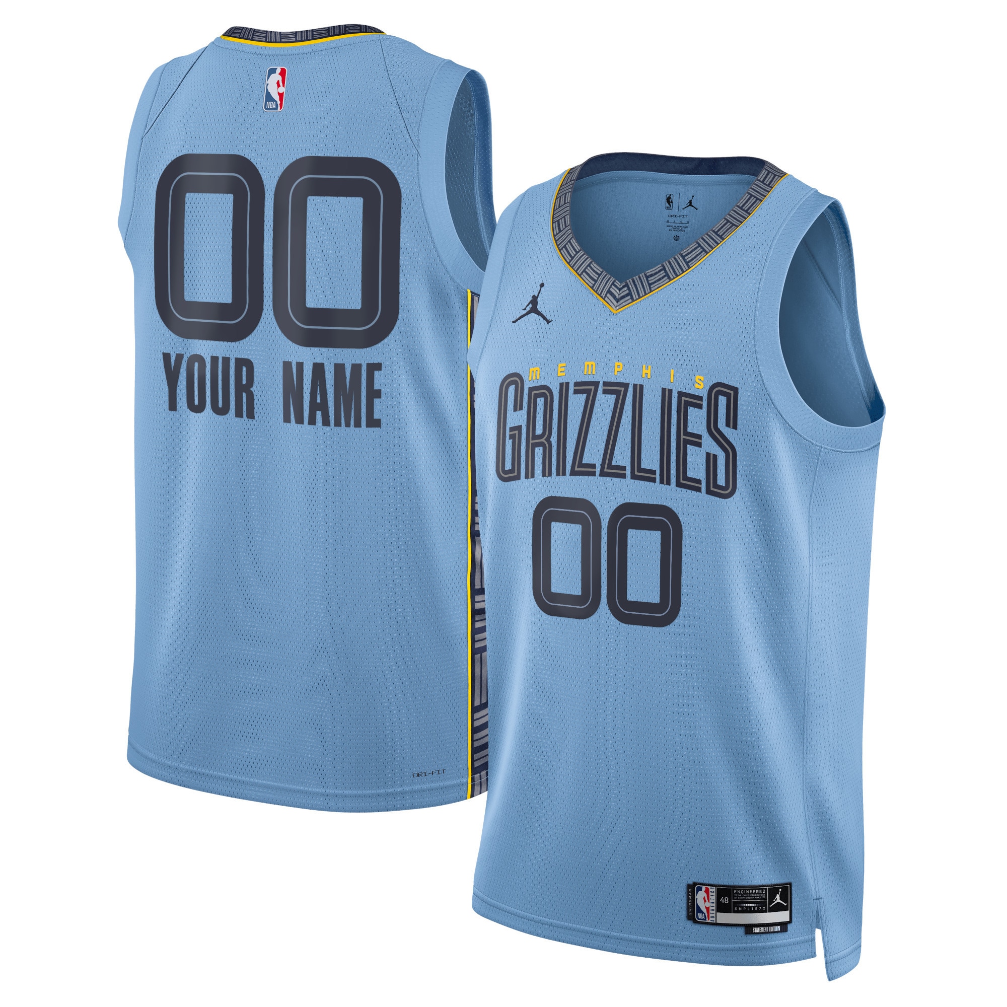 Memphis Grizzlies Jordan Brand Unisex 2022\/23 Swingman Custom Jersey - Statement Edition - Blue