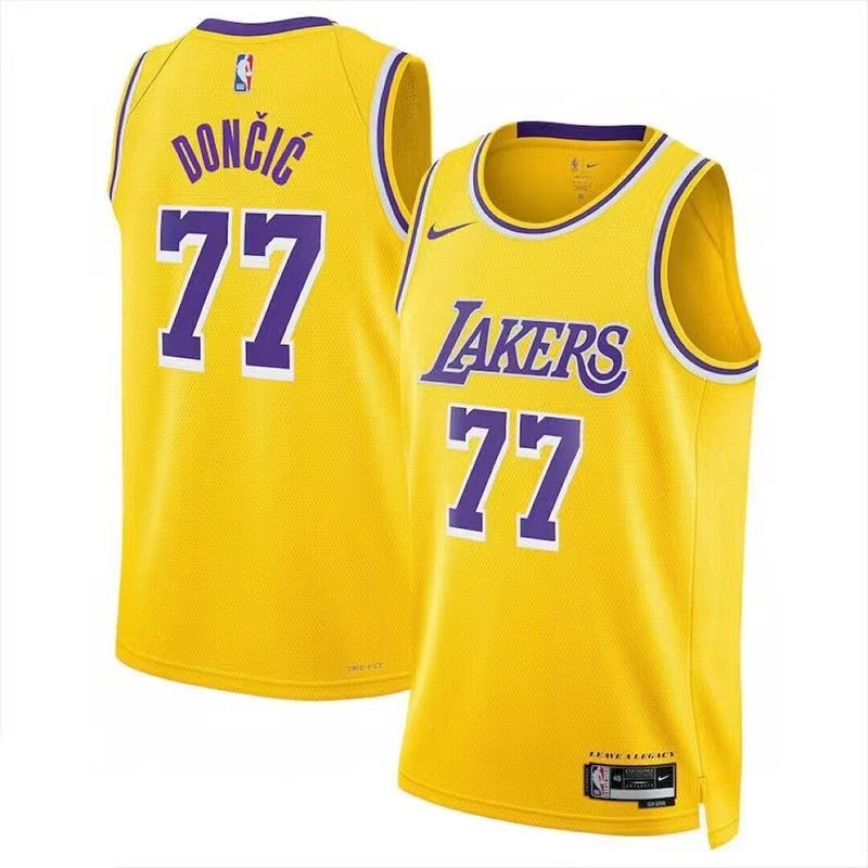 Men Los Angeles Lakers #77 Luka Dončić Basketball Jersey