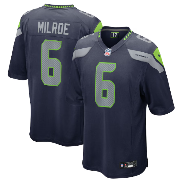 Men's Youth Women's Seattle Seahawks Jalen Milroe College Navy 2025 Draft Game Jersey