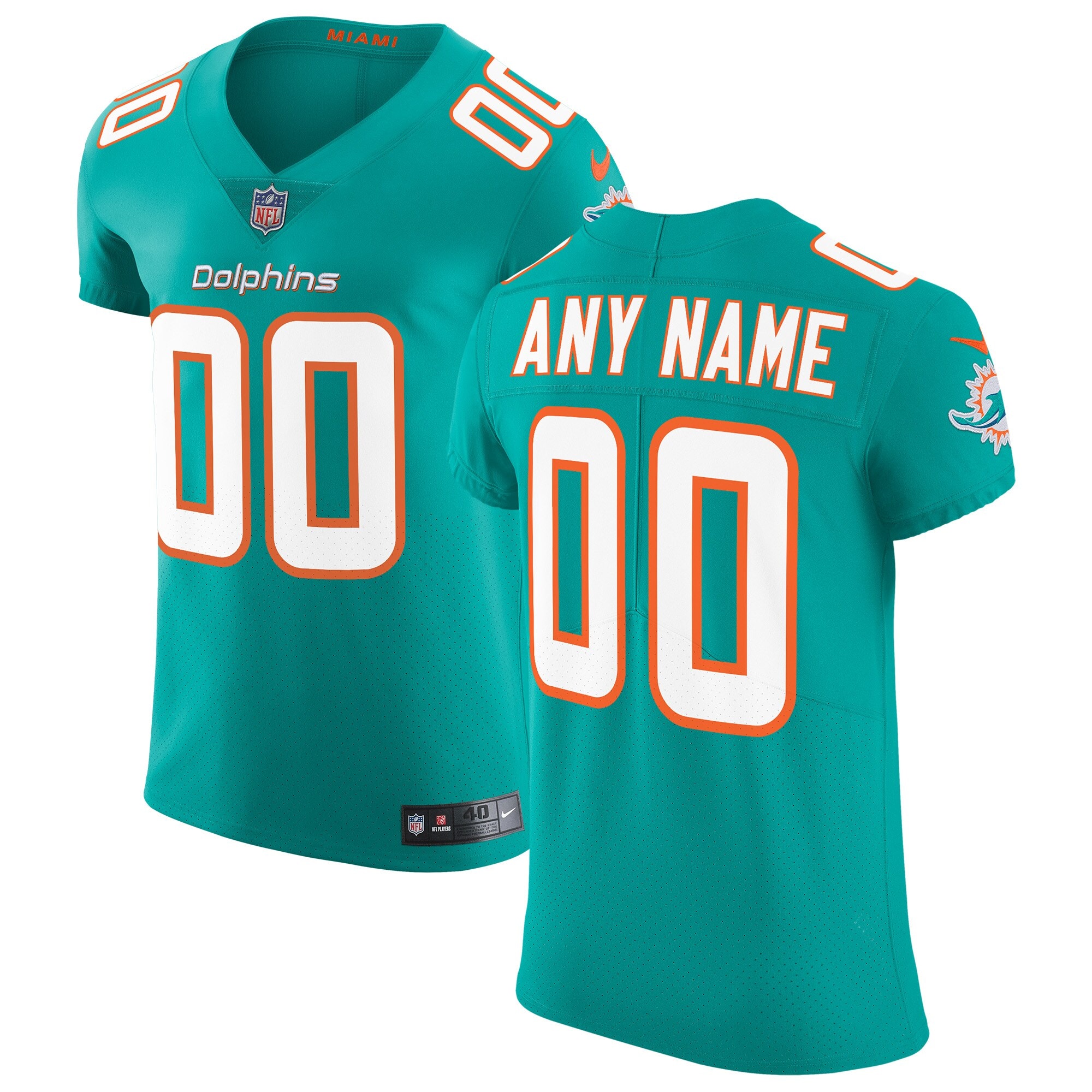 Miami Dolphins Vapor Untouchable Elite Custom Jersey - Aqua
