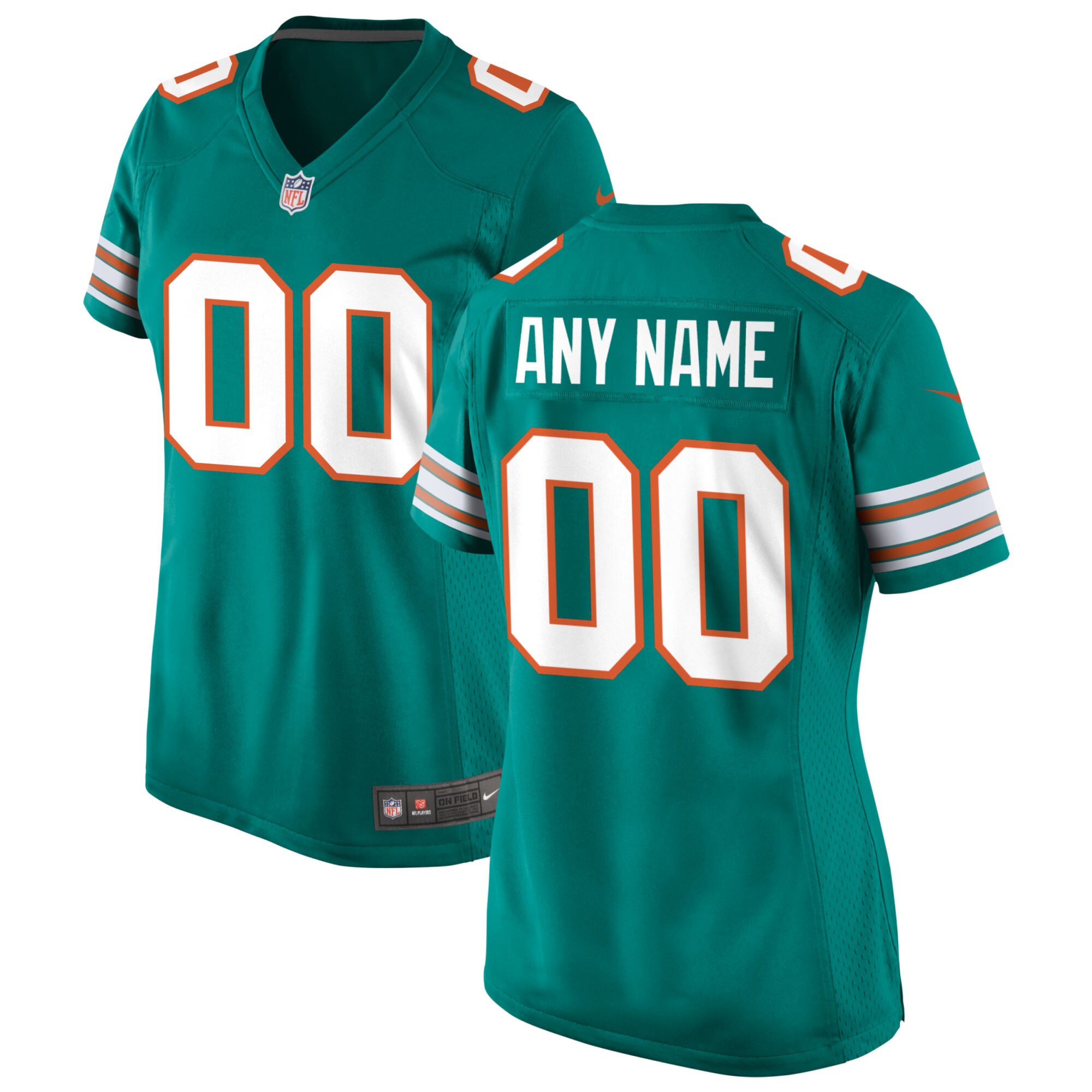 Miami Dolphins Women's Alternate Custom Game Jersey - Aqua