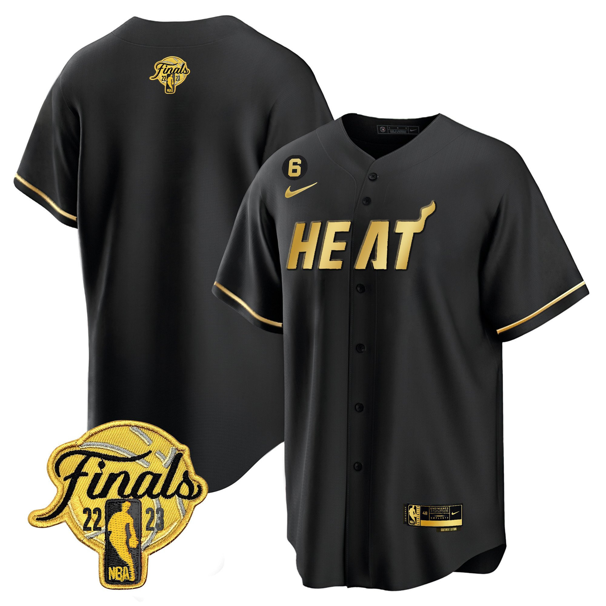 Miami Heat 2023 Finals Baseball Men Jersey - Black Limited