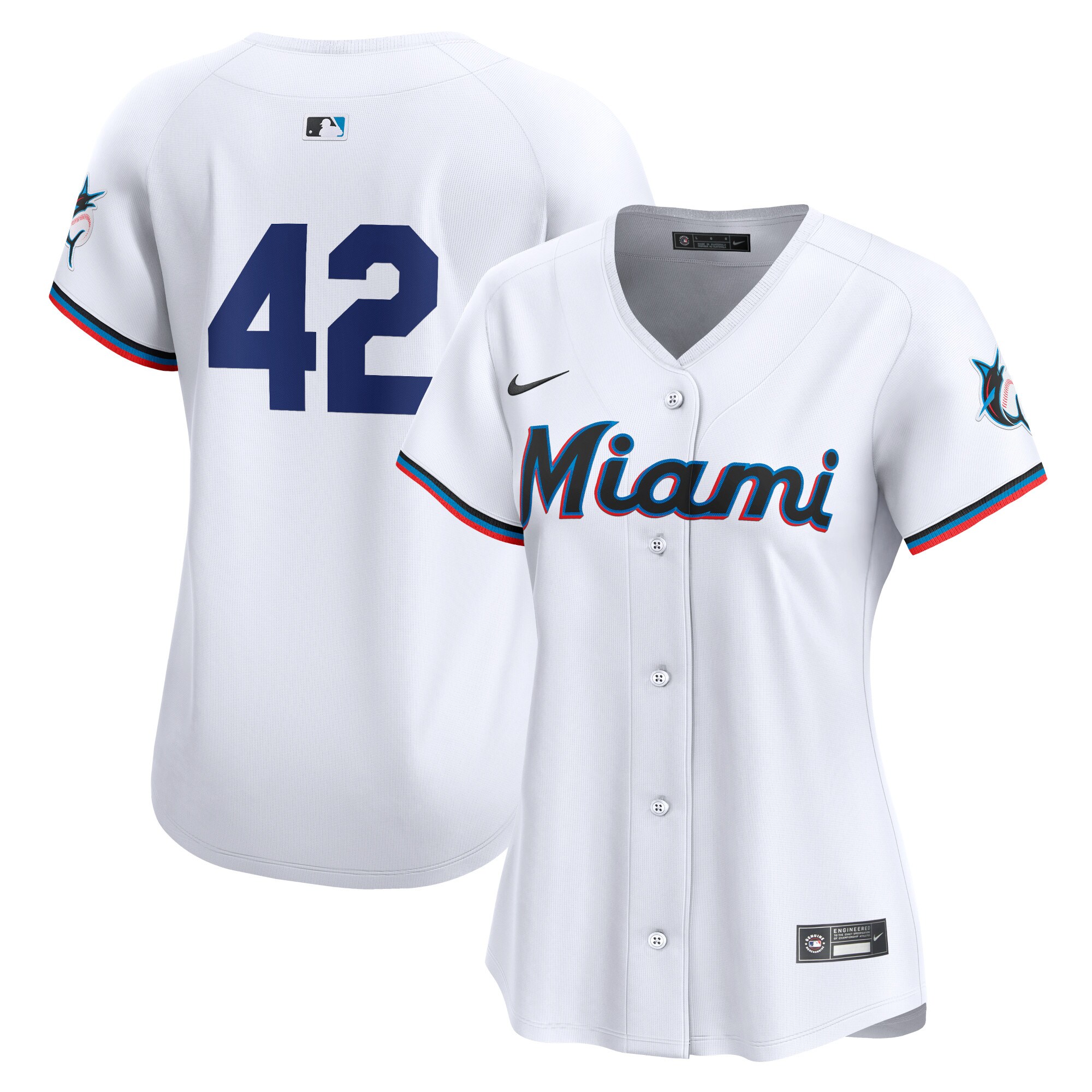 Miami Marlins Women's 2024 Jackie Robinson Day Home Limited Jersey\u00c2\u00a0\u00e2\u20ac\u201c White