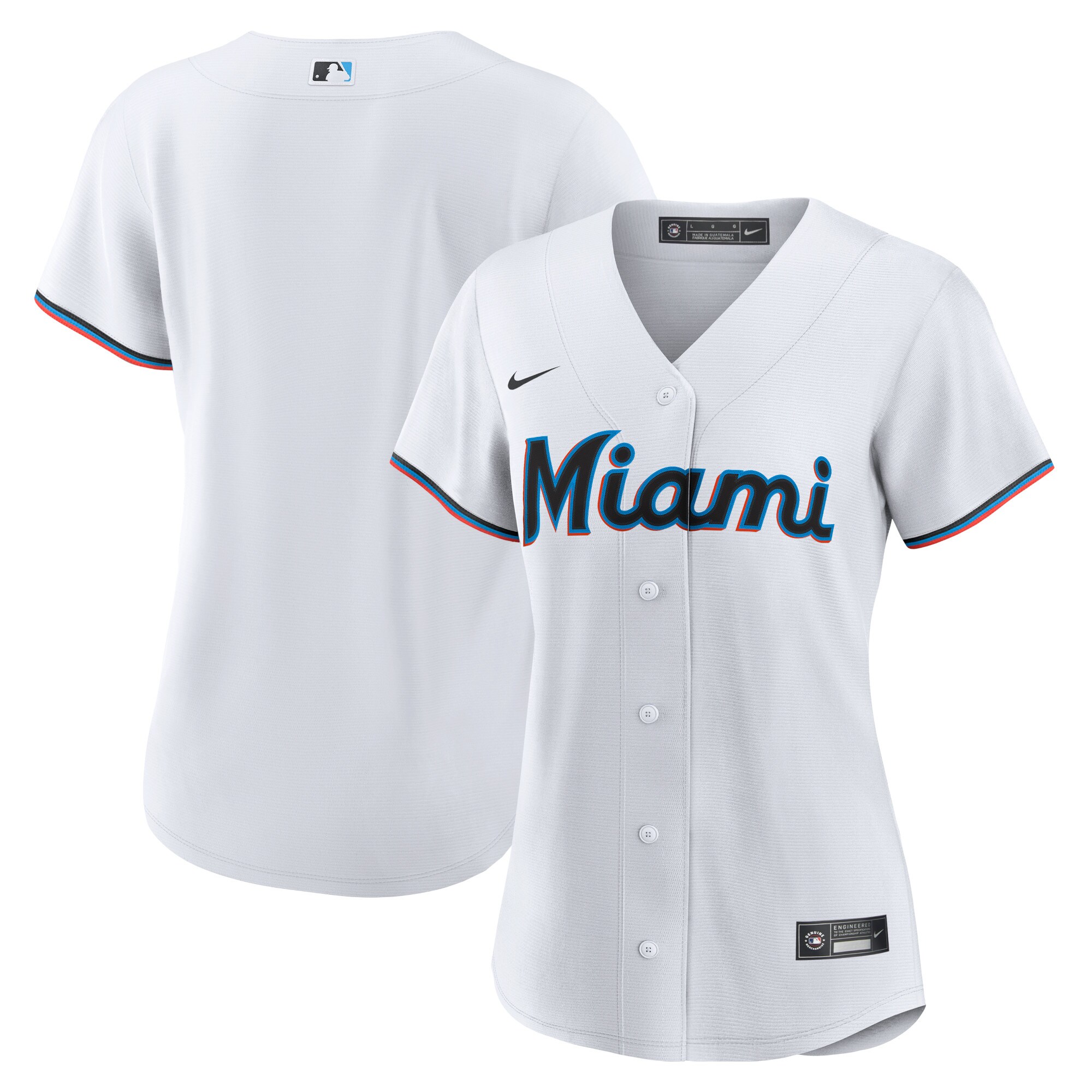 Miami Marlins Women's Home Blank Replica Jersey - White