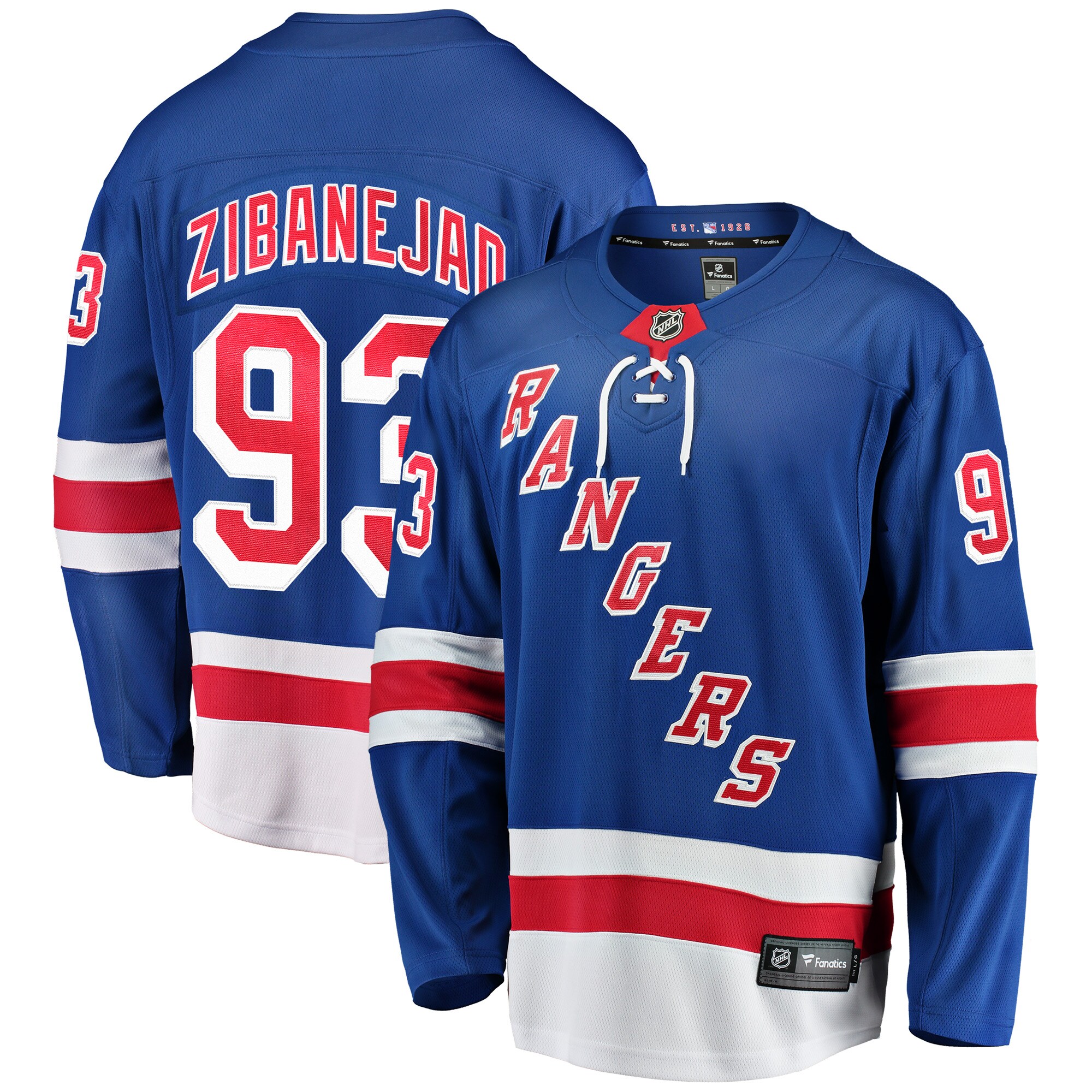 Mika Zibanejad New York Rangers Fanatics Home Breakaway Player Jersey - Blue