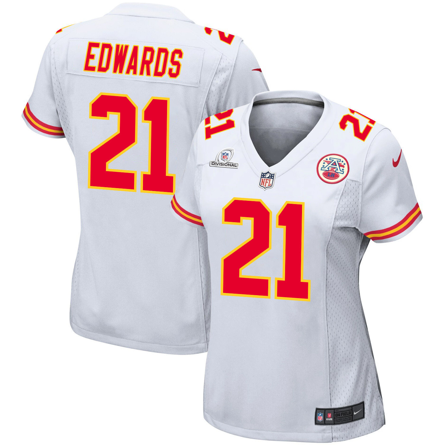 Mike Edwards 21 Kansas City Chiefs Super Bowl LVIII Patch Game Women Jersey - White