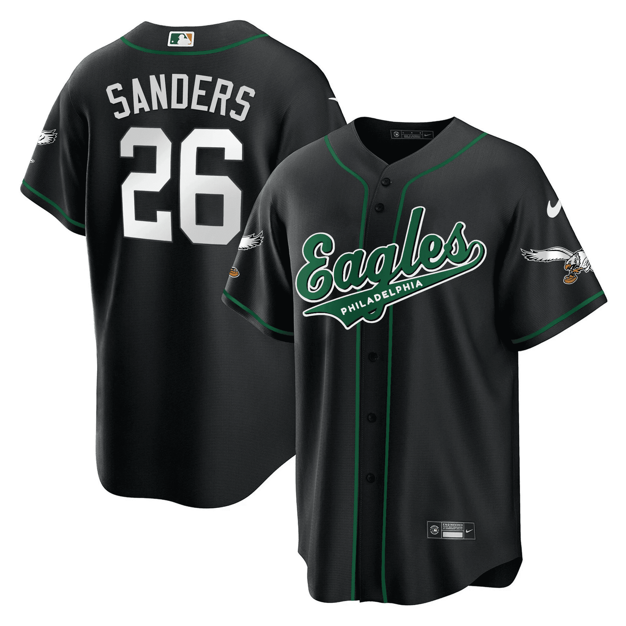 Miles Sanders 26 Philadelphia Eagles Baseball Men Jersey - Black