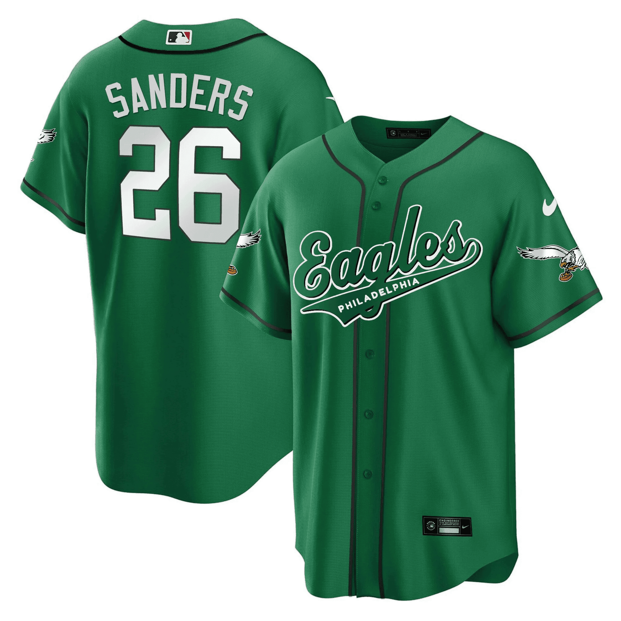 Miles Sanders 26 Philadelphia Eagles Baseball Men Jersey - Kelly Green