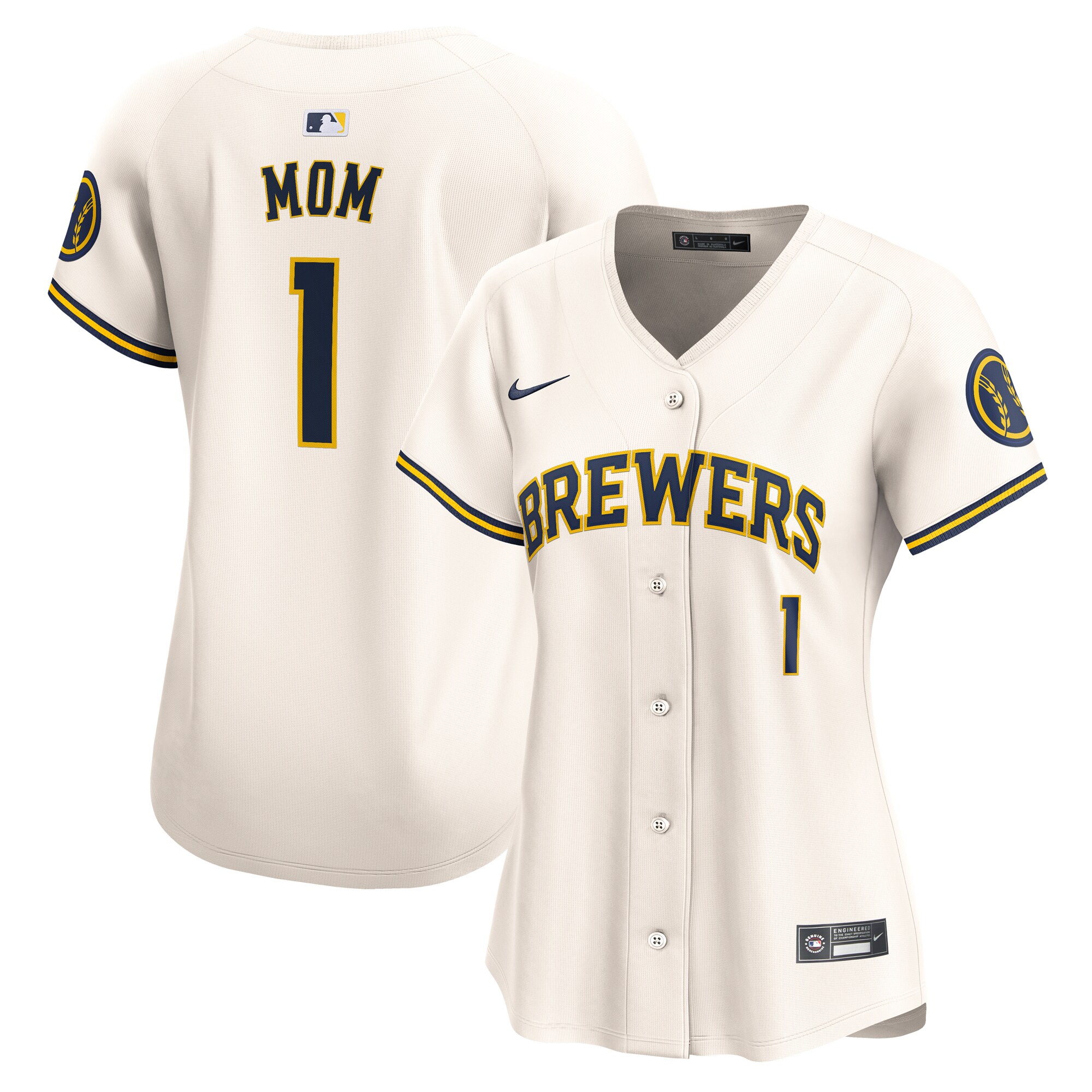 Milwaukee Brewers Women's #1 Mom Home Limited Jersey - Cream