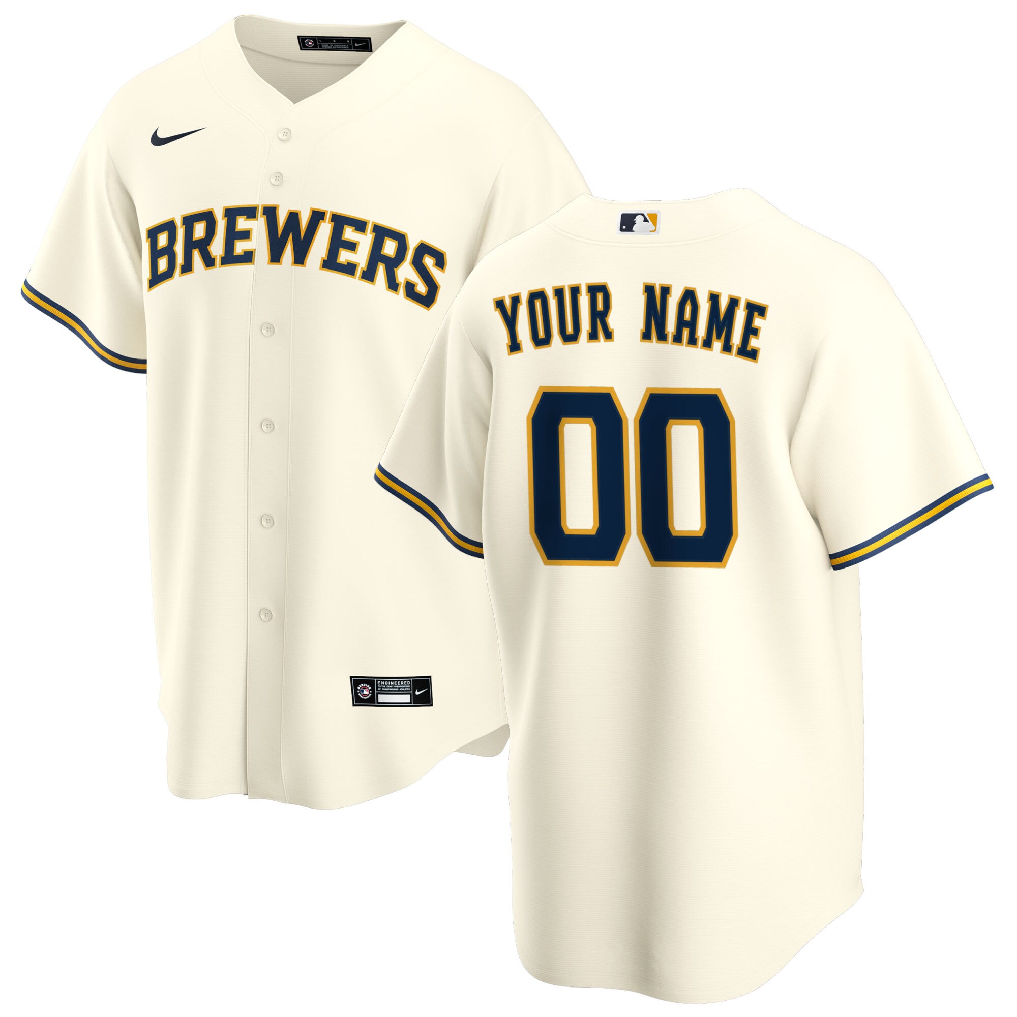 Milwaukee Brewers Youth Home Replica Custom Jersey - Cream