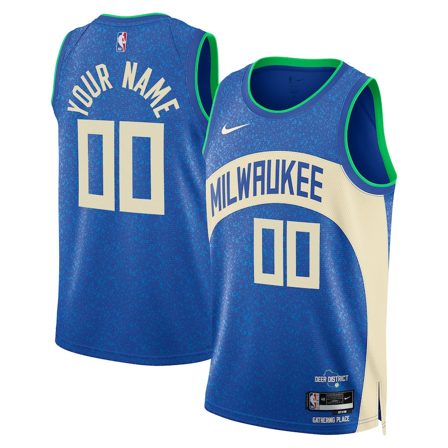 Milwaukee Bucks 2023/24 Swingman Jersey Customized - City Edition - Blue