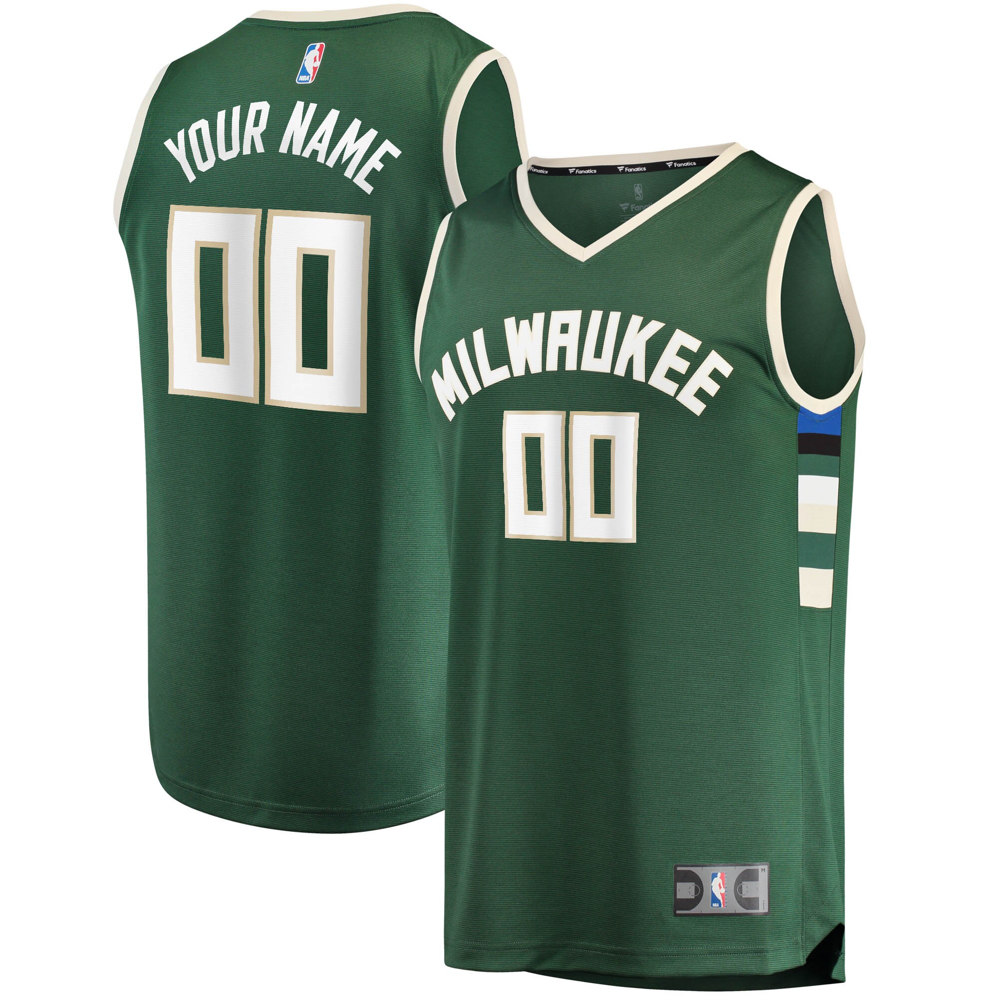 Milwaukee Bucks Fanatics Fast Break Custom Replica Jersey Hunter Green - Icon Edition