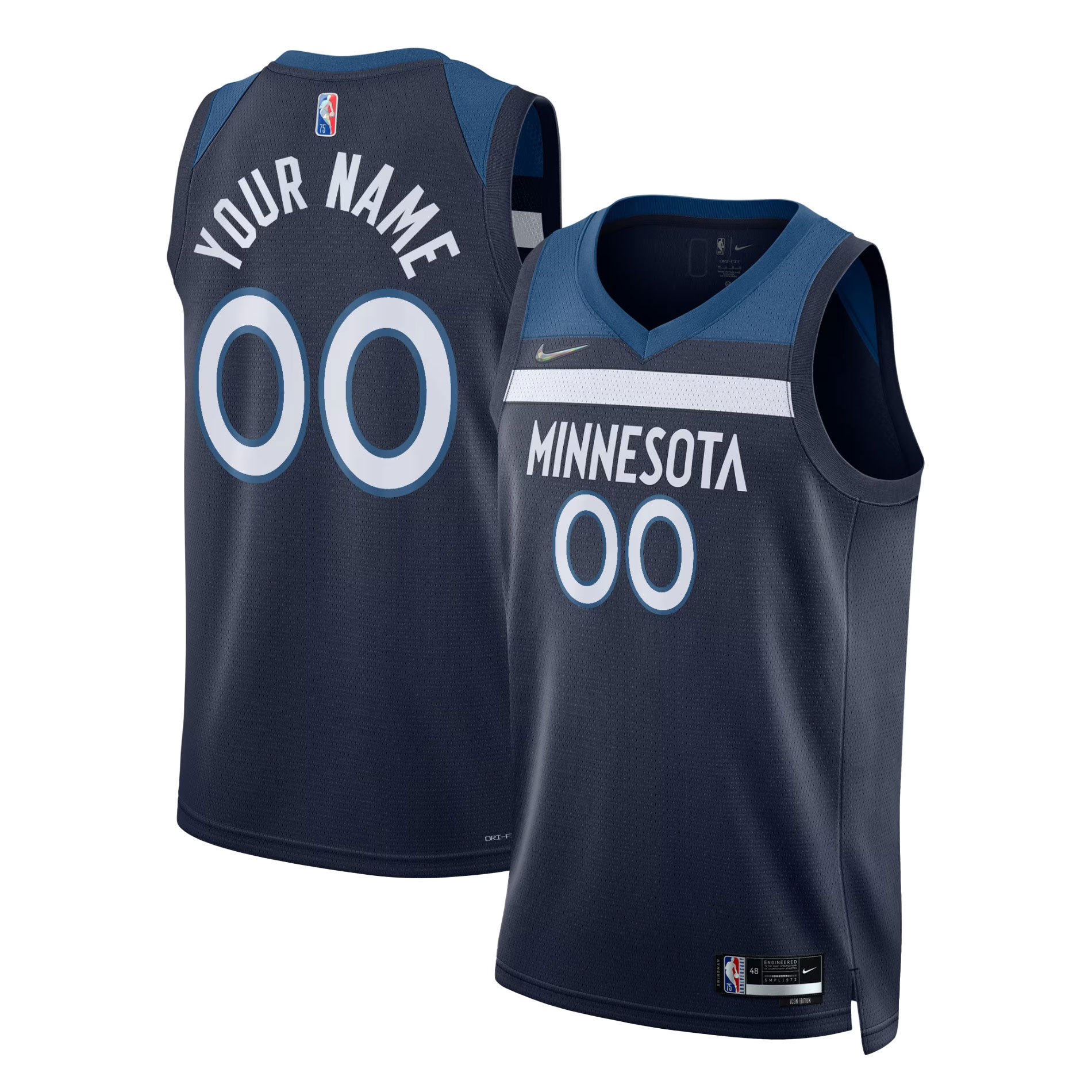 Minnesota Timberwolves 2021\/22 Diamond Swingman Custom Jersey - Icon Edition - Navy