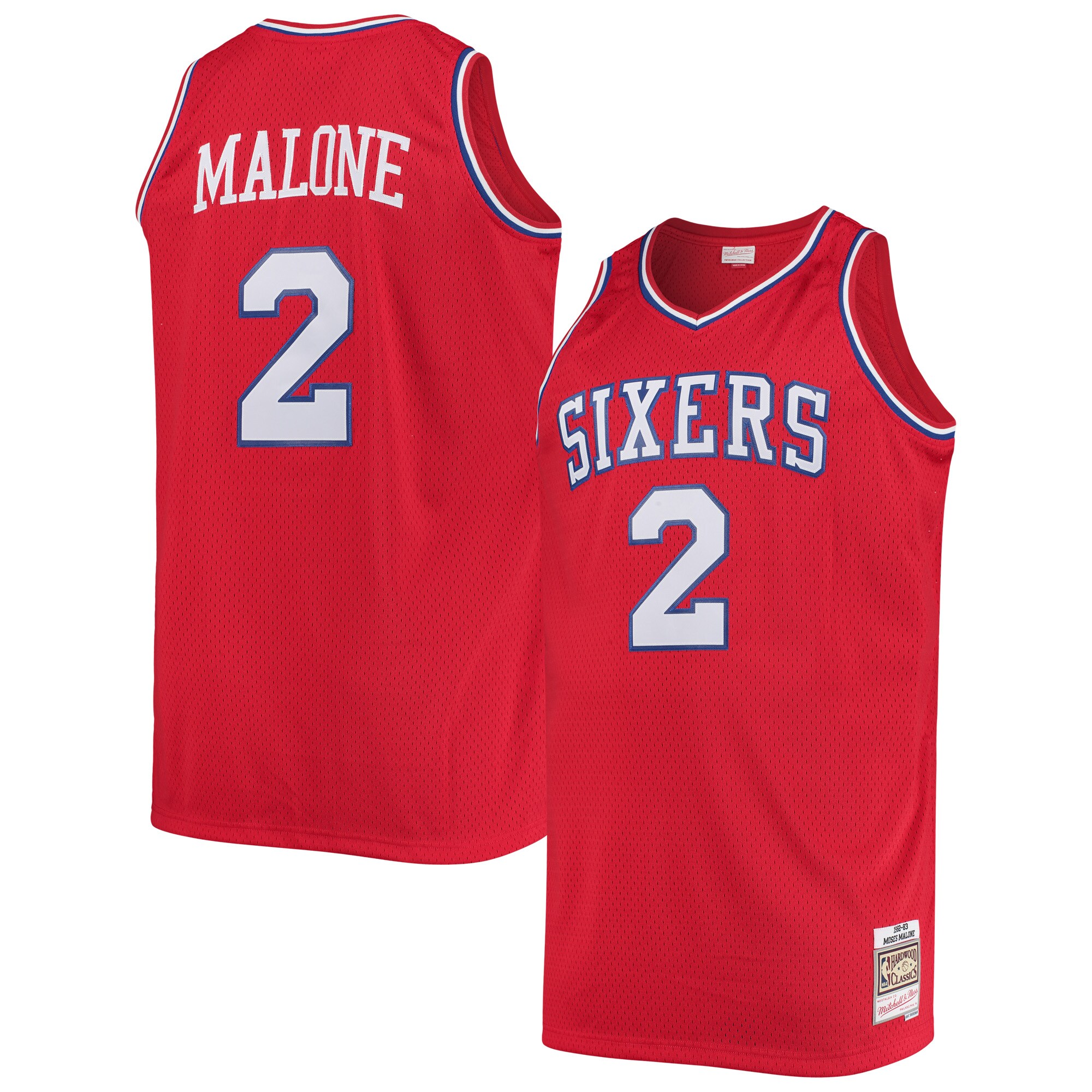 Moses Malone Philadelphia 76ers Mitchell & Ness 1982\/83 Big & Tall Hardwood Classics Swingman Jersey - Red