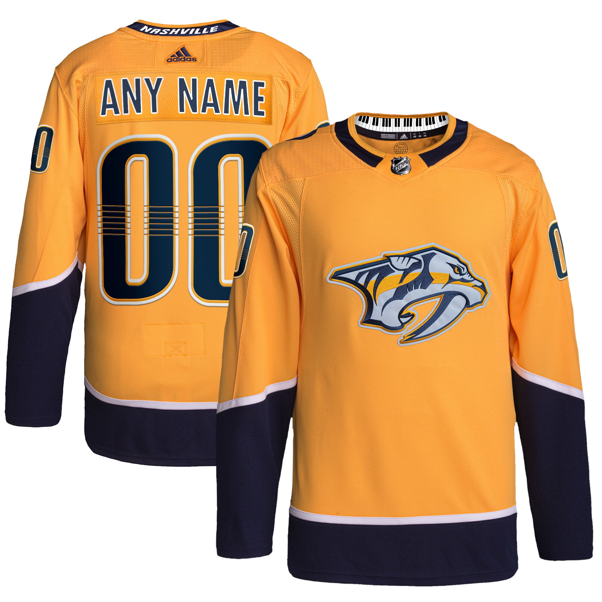 Nashville Predators adidas Home Primegreen Authentic Custom Jersey - Gold