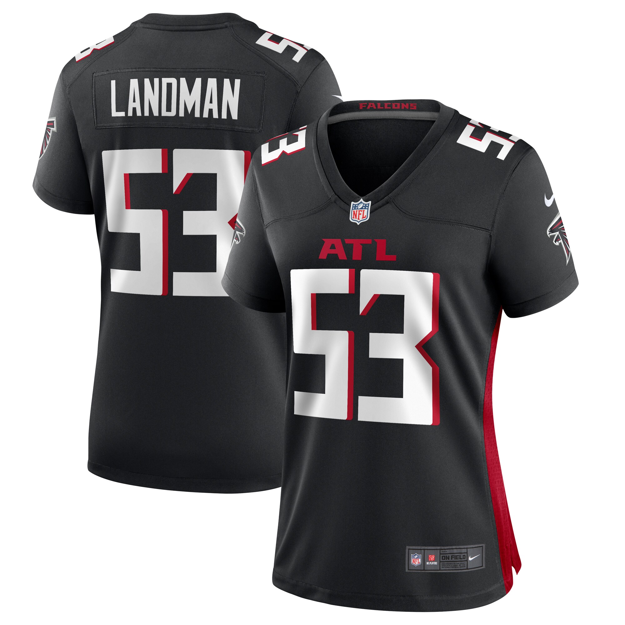 Nate Landman Atlanta Falcons Women's Team Game Jersey - Black
