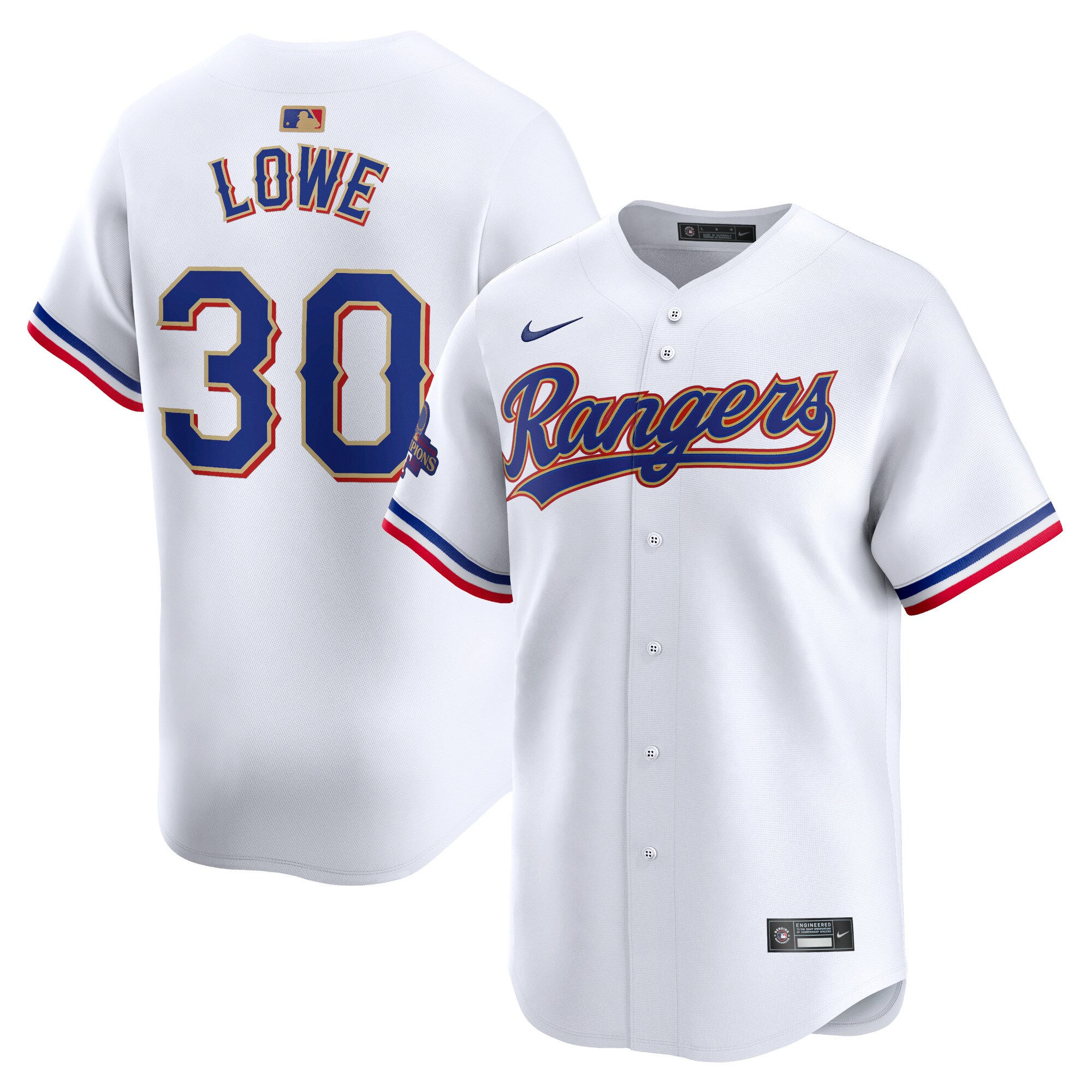 Nathaniel Lowe Texas Rangers 2024 Gold Collection Limited Player Jersey\u00c2\u00a0\u00e2\u20ac\u201c White