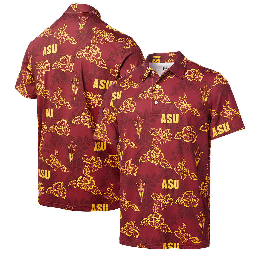 NCAA Arizona State Sun Devils Reyn Spooner Floral Polo - Maroon