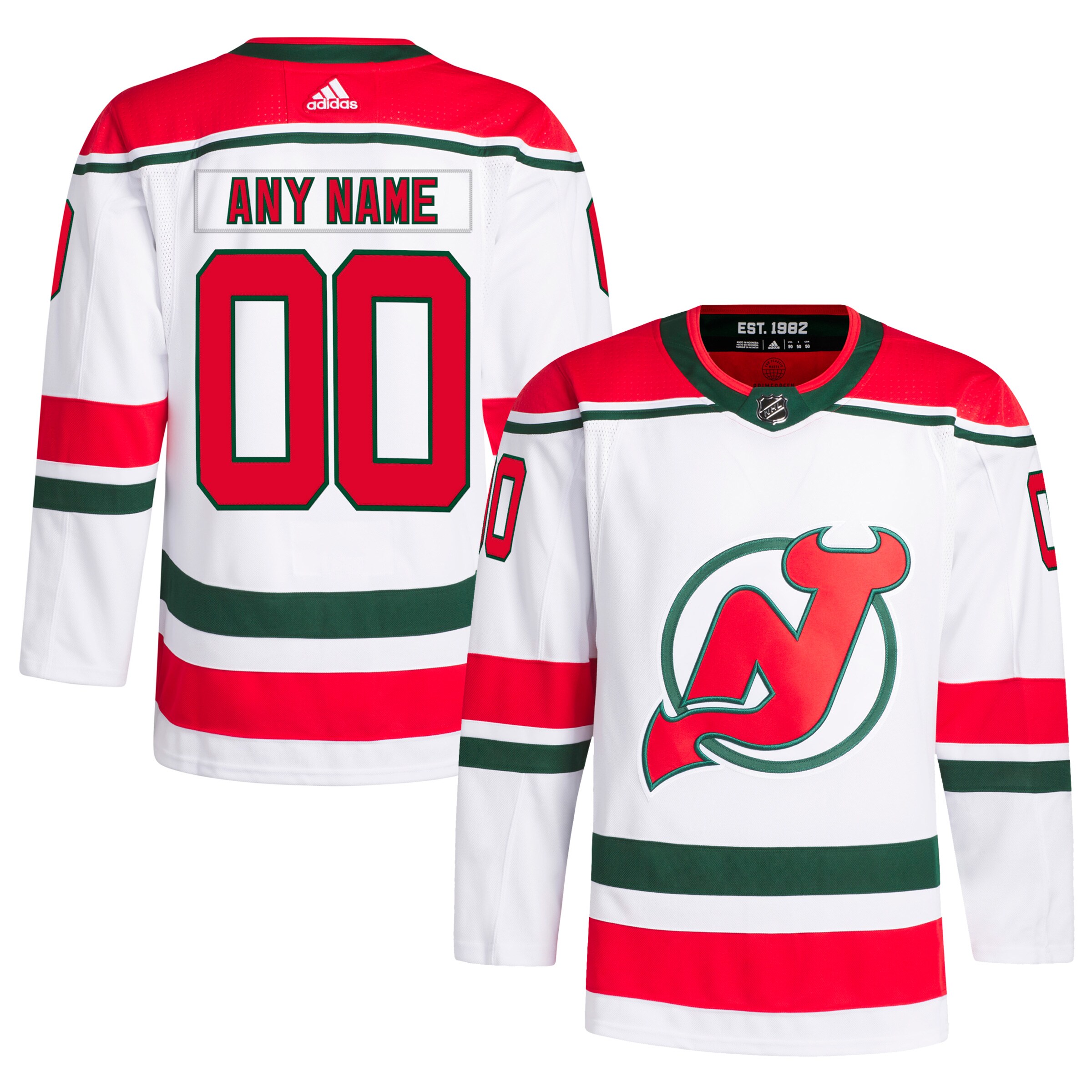 New Jersey Devils adidas 2022\/23 Heritage Primegreen Authentic Pro Custom Jersey - White