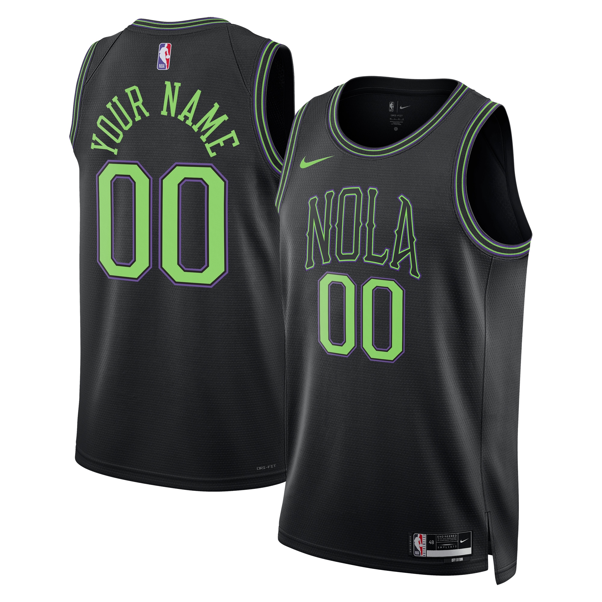 New Orleans Pelicans Unisex 2023\/24 Custom Swingman Jersey - Black - City Edition