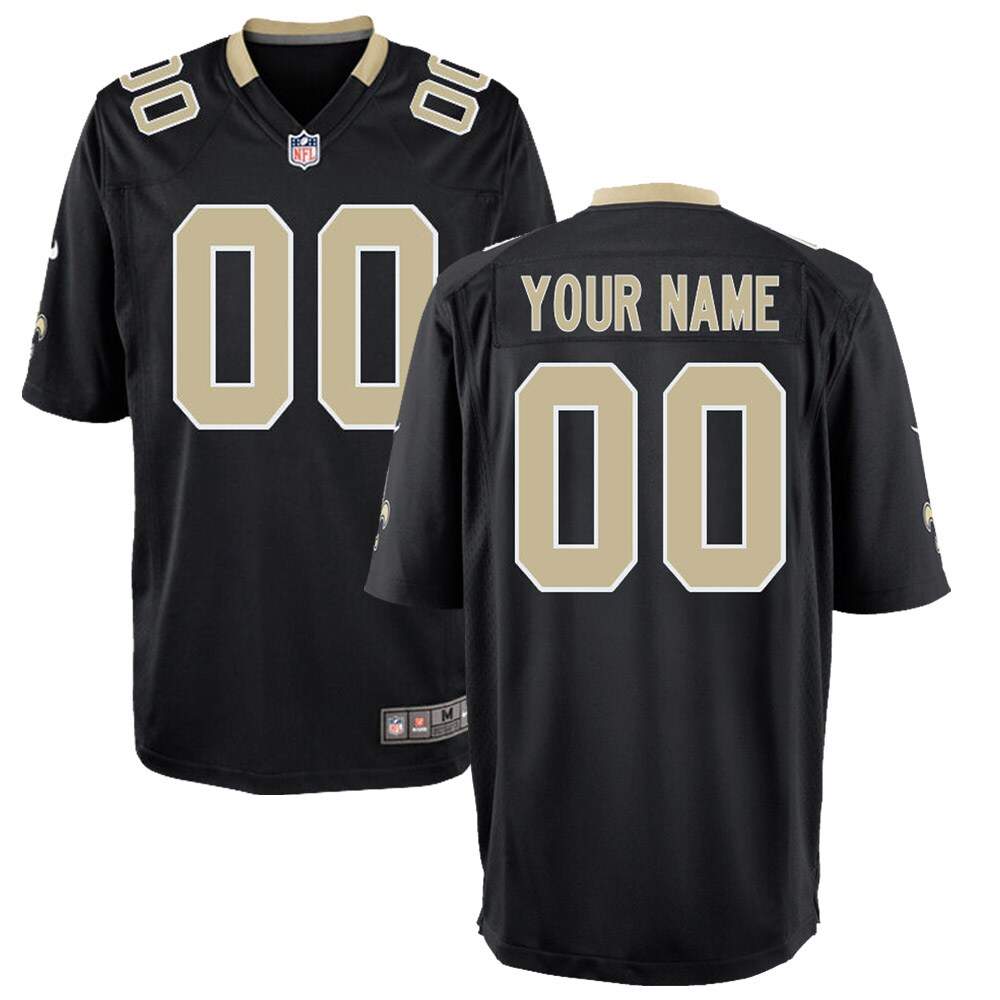 New Orleans Saints Youth Custom Game Jersey - Black