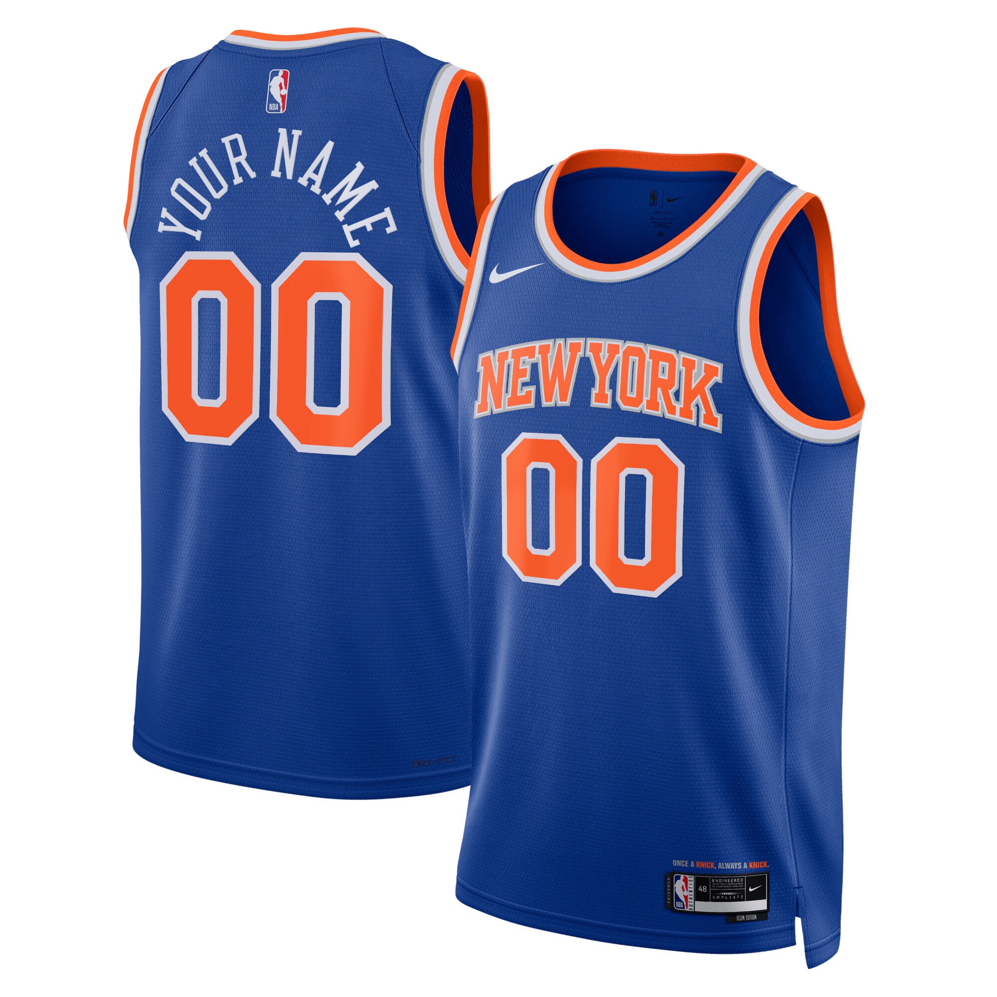 New York Knicks Unisex Swingman Custom Jersey Blue - Icon Edition