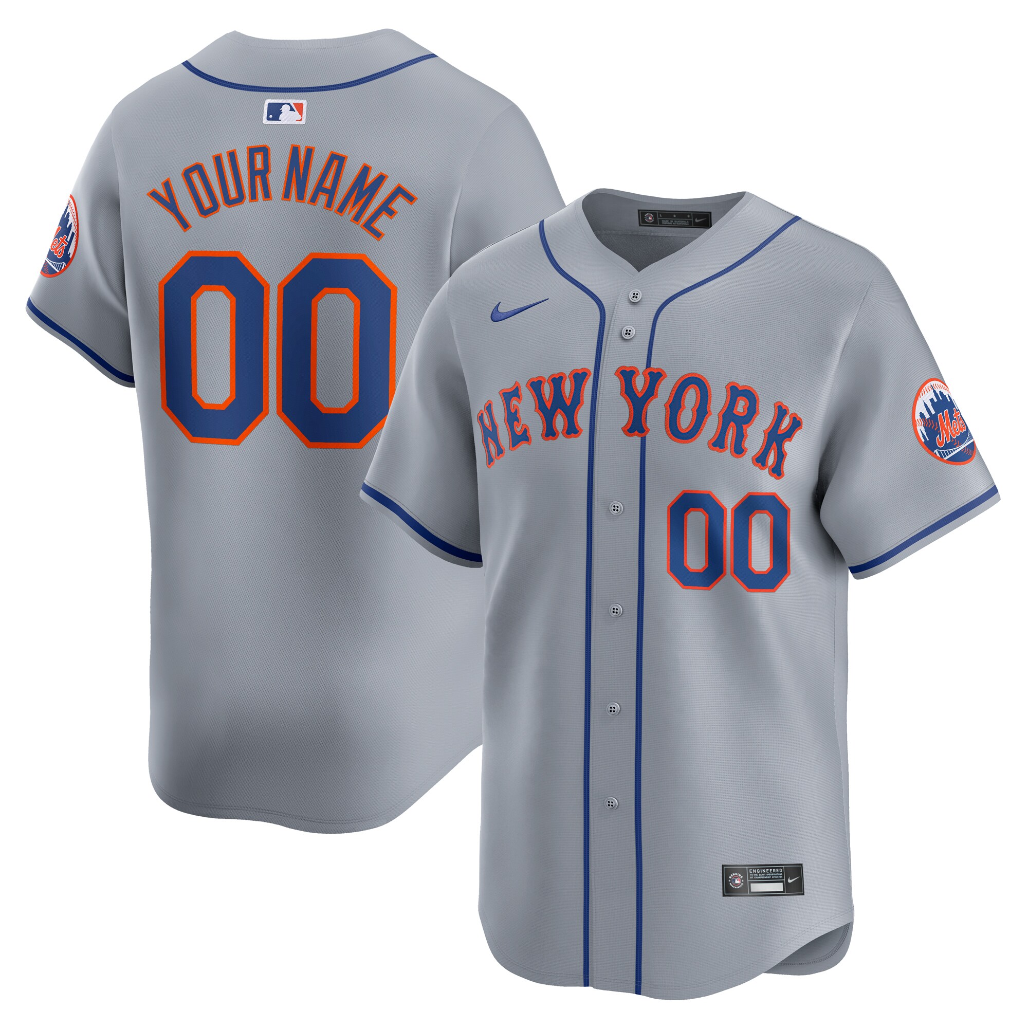 New York Mets Away Limited Custom Jersey - Gray