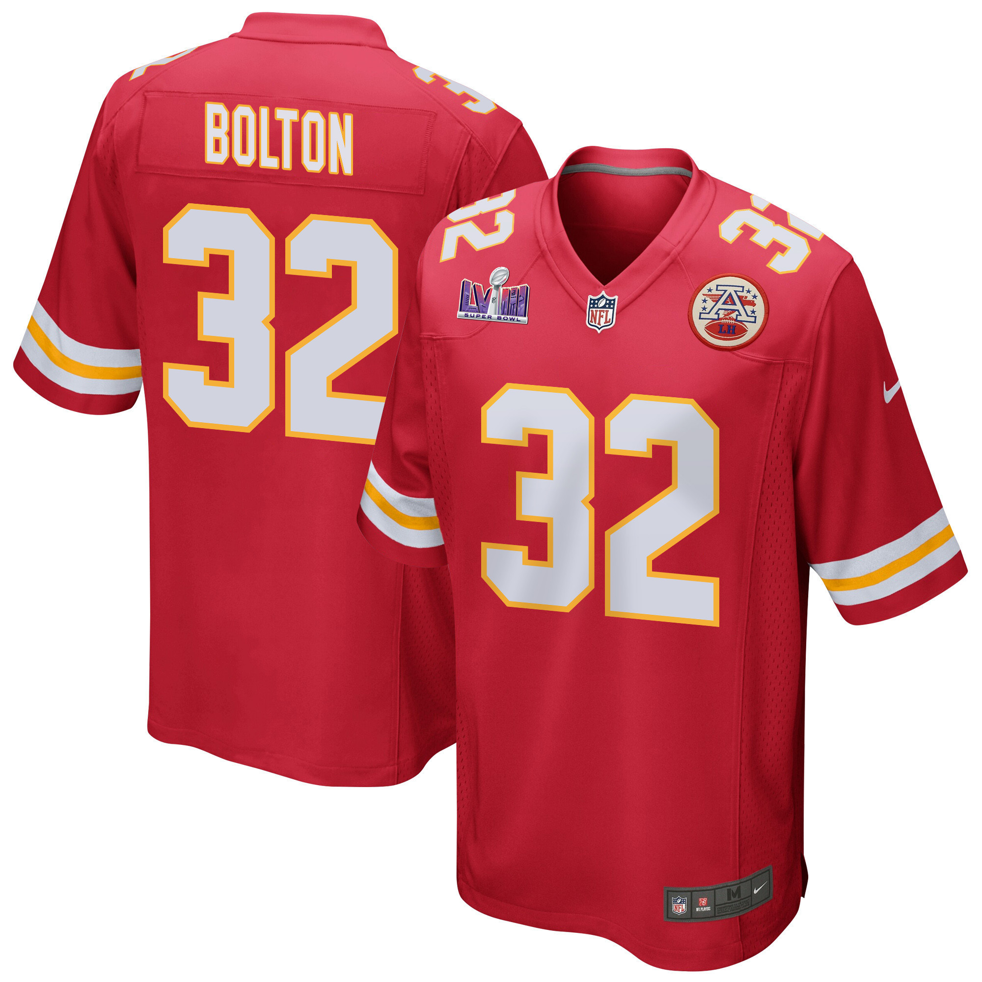 Nick Bolton 32 Kansas City Chiefs Super Bowl LVIII Patch Game Men Jersey - Red