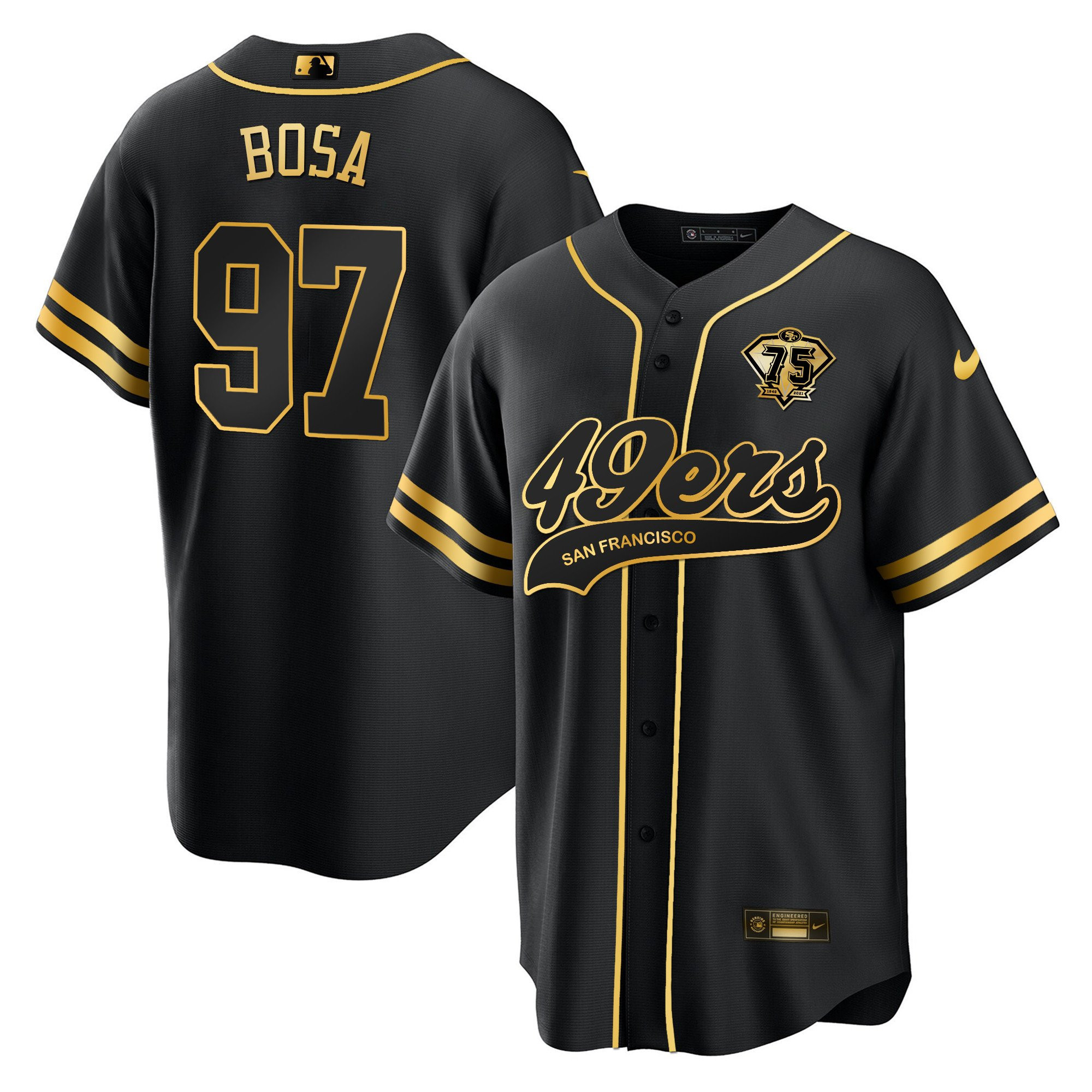 Nick Bosa 97 San Francisco 49ers Baseball Men Jersey - Black Gold