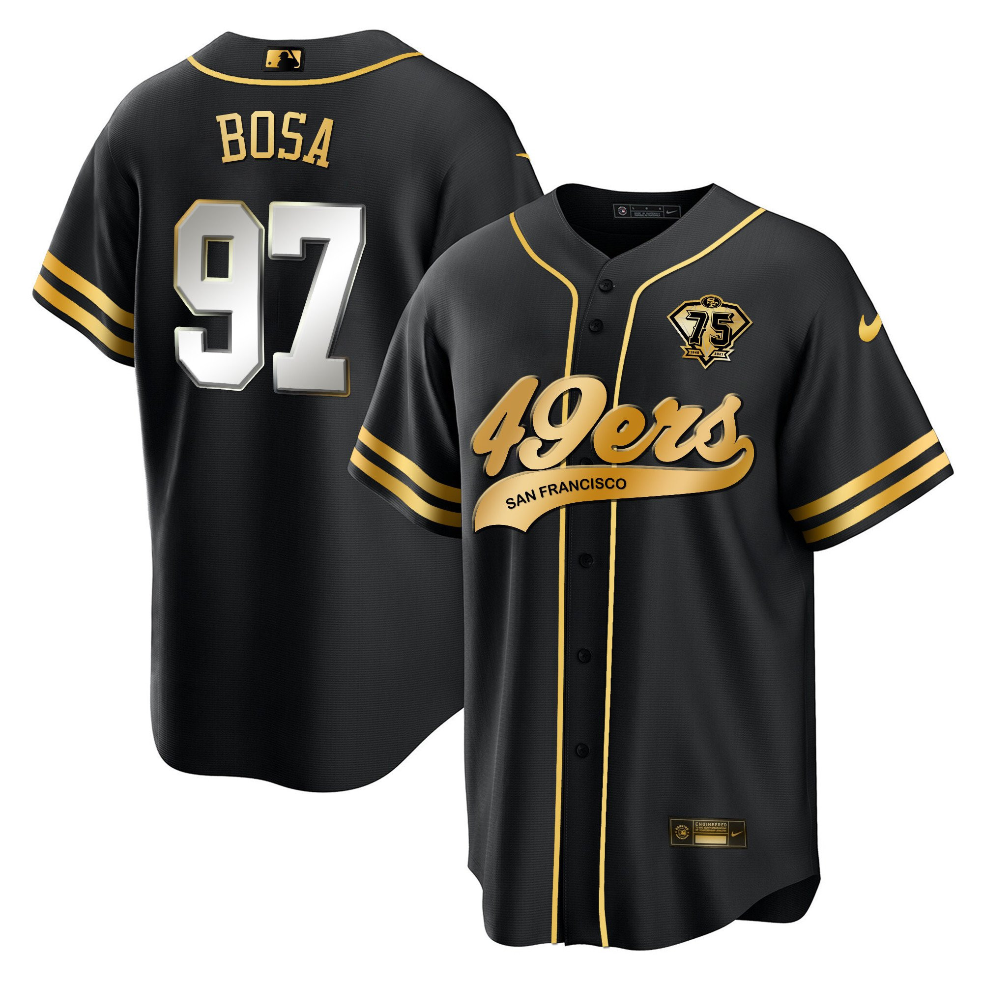 Nick Bosa 97 San Francisco 49ers Baseball Men Jersey - Black Limited