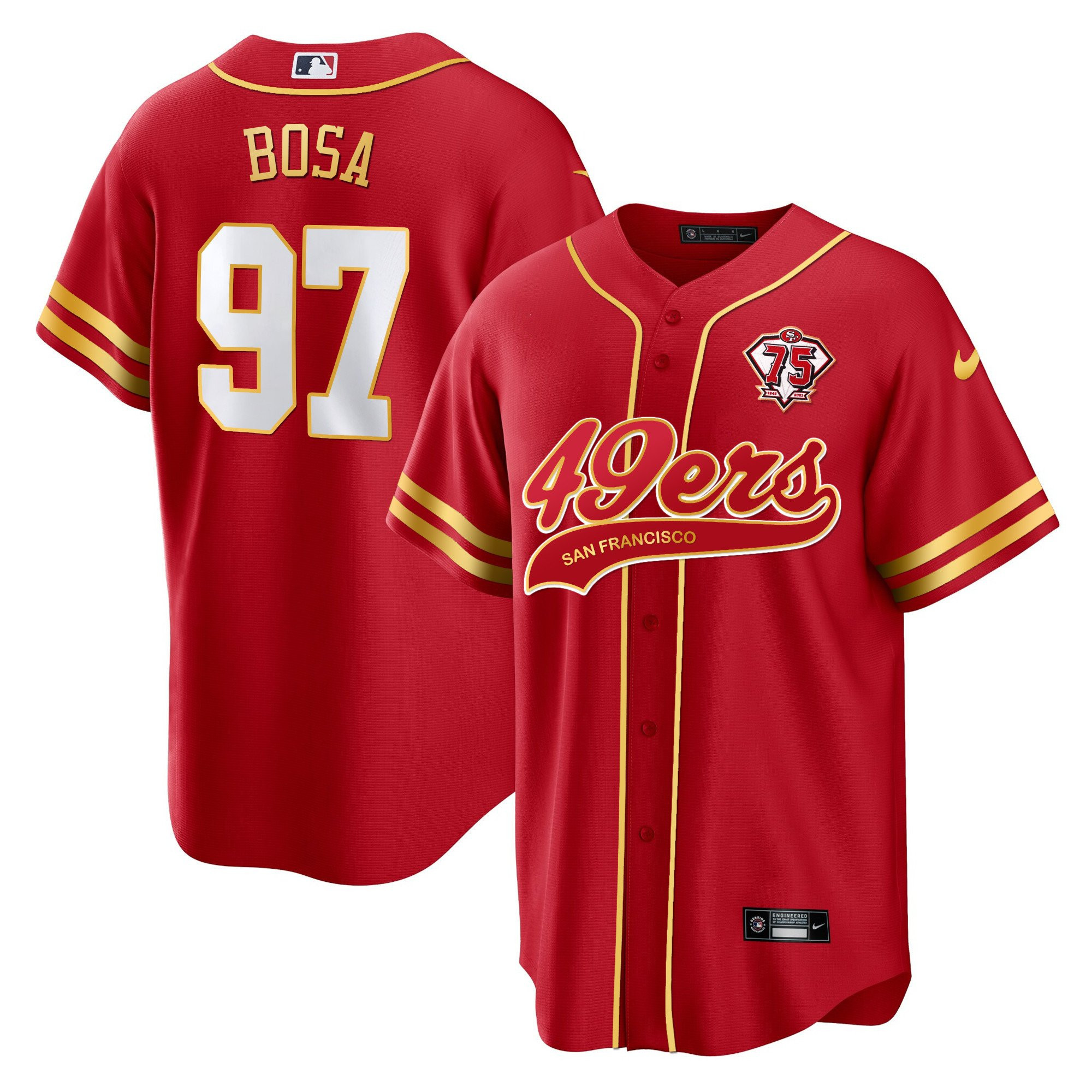 Nick Bosa 97 San Francisco 49ers Baseball Men Jersey - Red