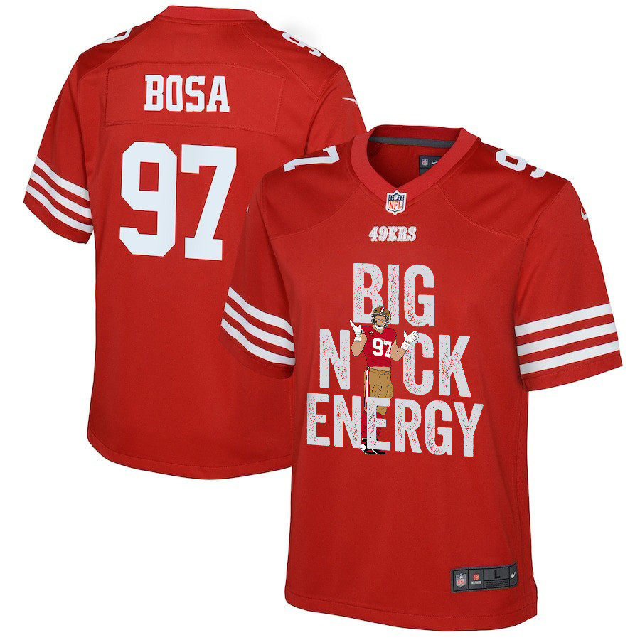 Nick Bosa 97 San Francisco 49ers Big Nick Energy Game YOUTH Jersey - Scarlet