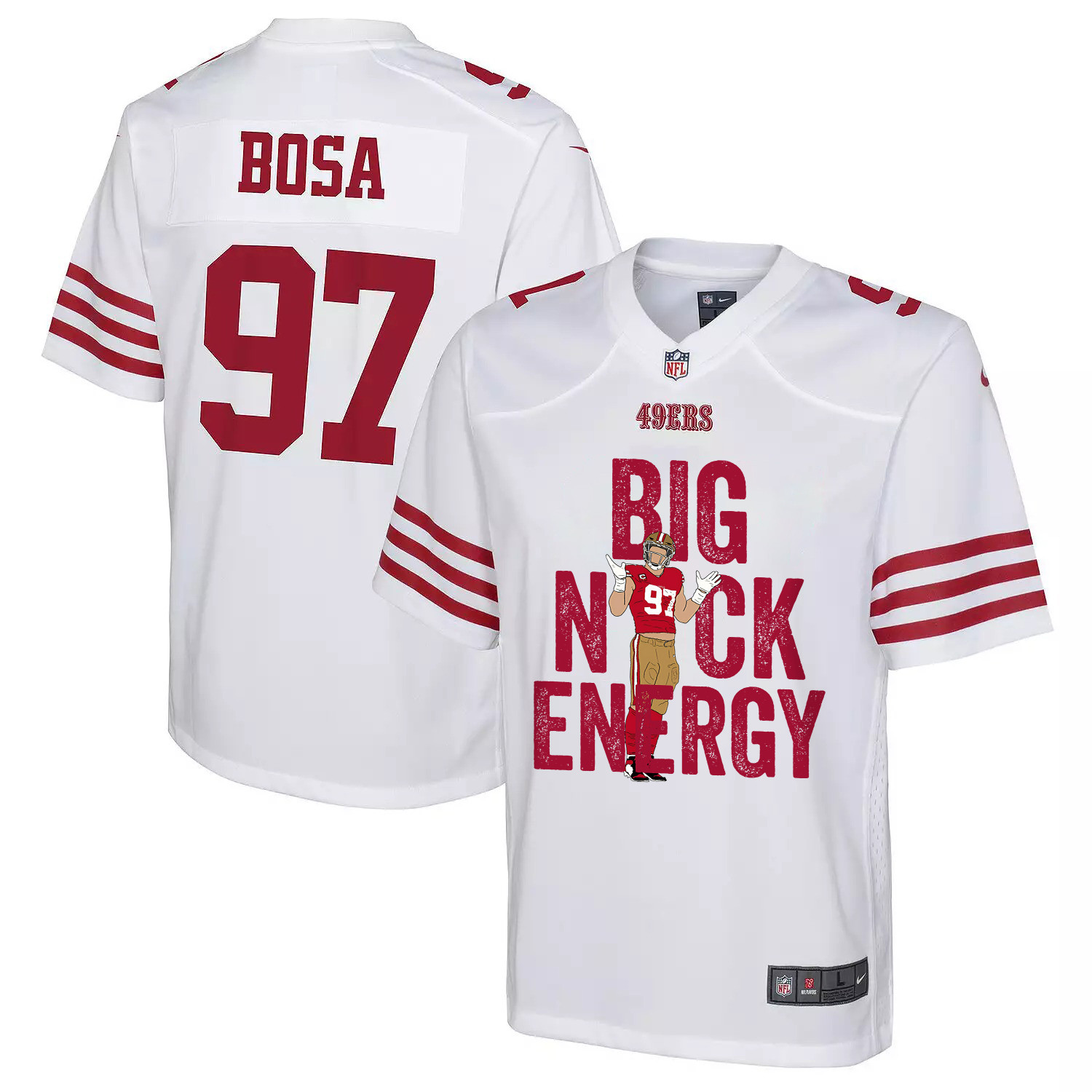 Nick Bosa 97 San Francisco 49ers Big Nick Energy Game YOUTH Jersey - White