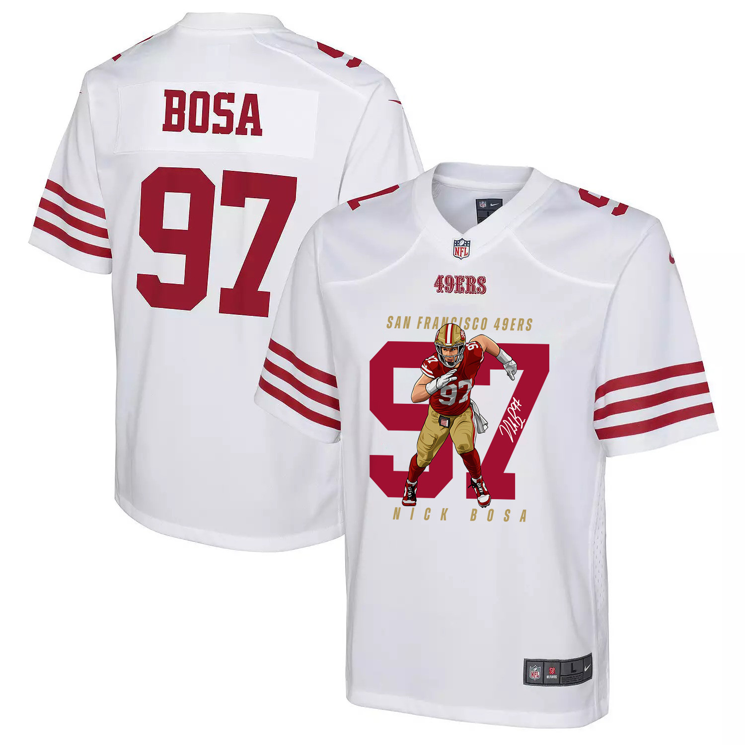 Nick Bosa 97 San Francisco 49ers Run Bosa Run Game YOUTH Jersey - White